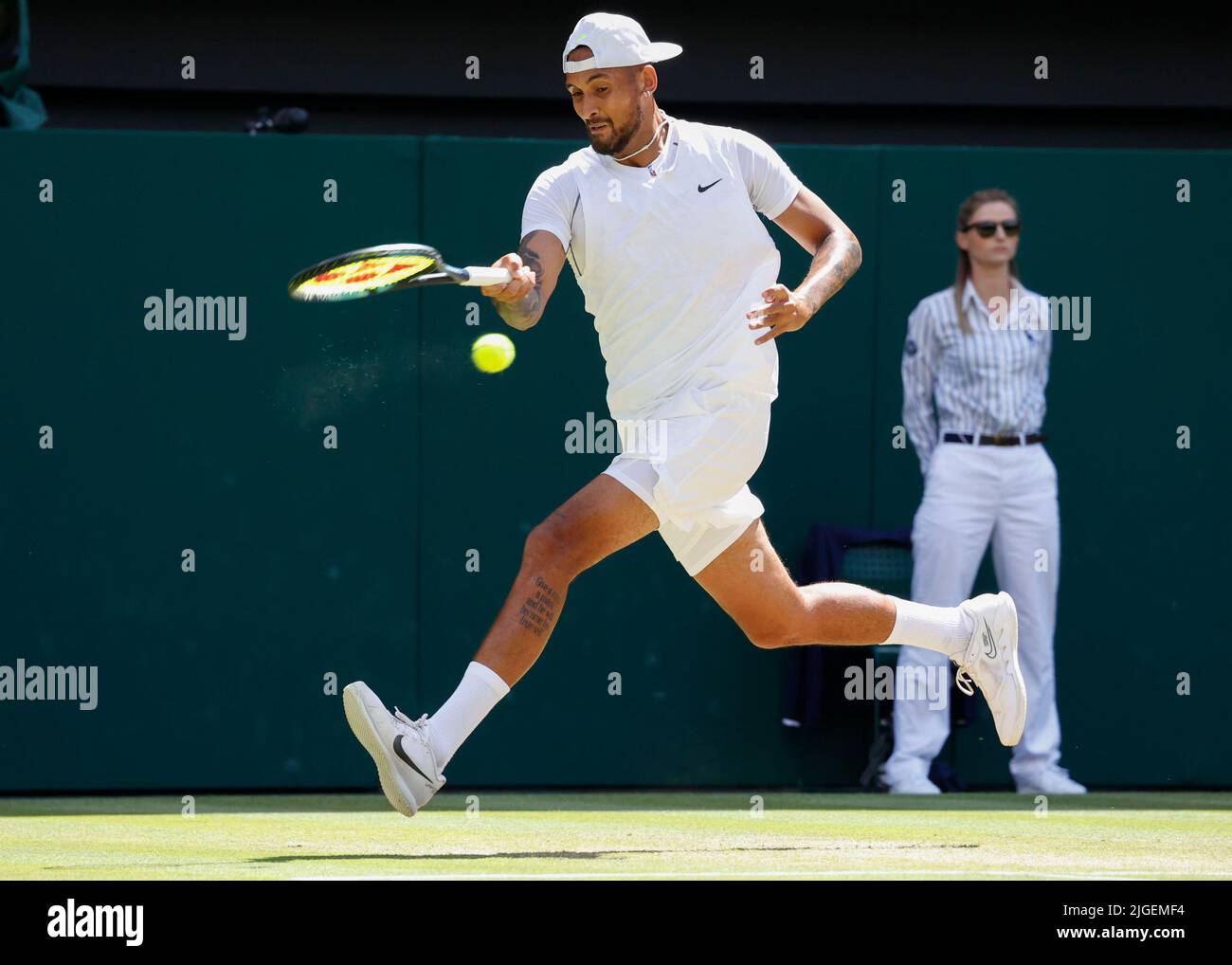 Wimbledon,Great Britain 10th. July, 2022. Australian tennis player Nick Kyrgios in action at the Wimbledon 2022  Championships on Sunday 10 July 2022.,  © Juergen Hasenkopf / Alamy Live News Stock Photo