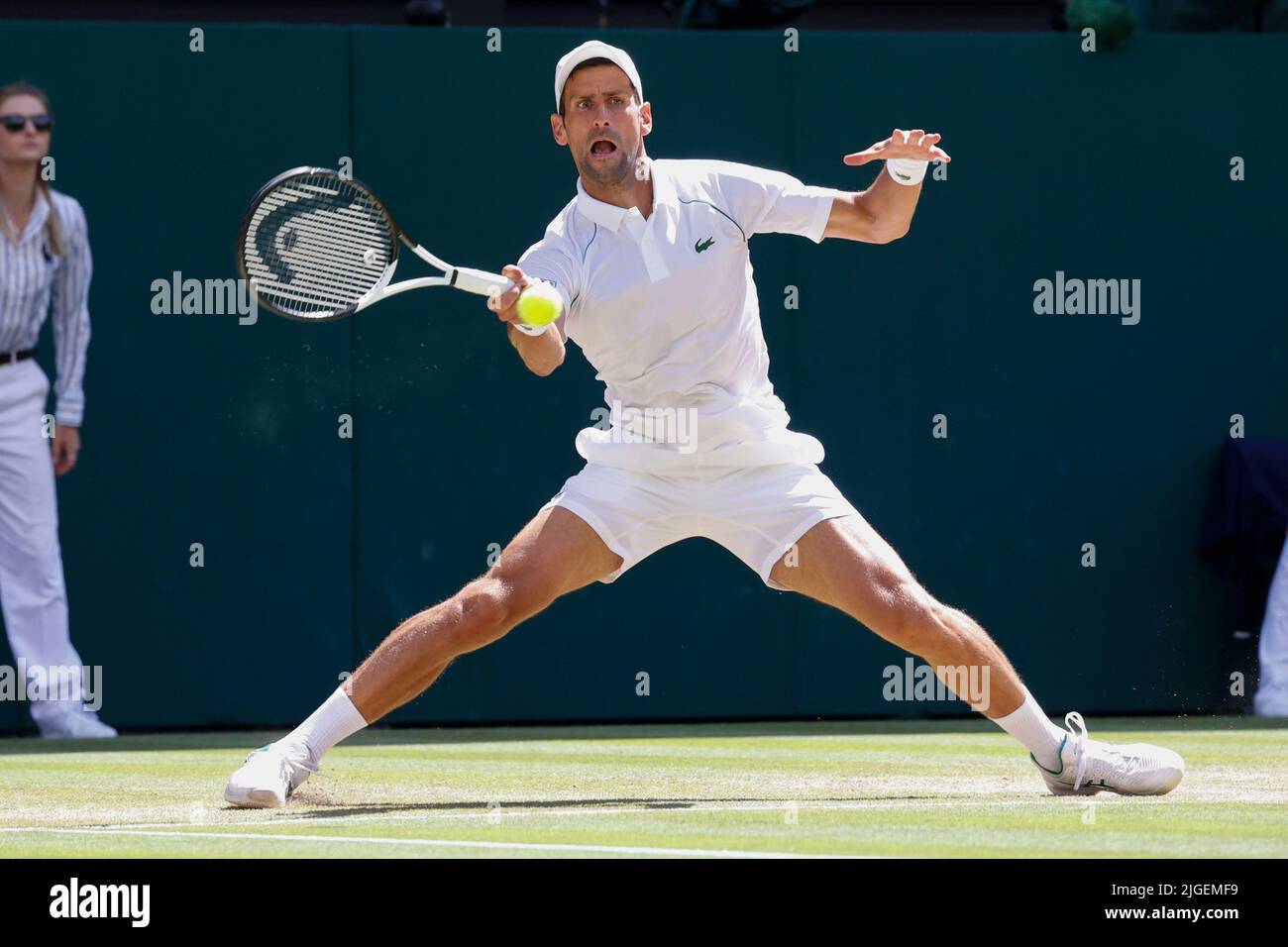 Wimbledon,Great Britain 10th. July, 2022. Serbian tennis player Novak Djokovic in action at the Wimbledon 2022  Championships on Sunday 10 July 2022.,  © Juergen Hasenkopf / Alamy Live News Stock Photo