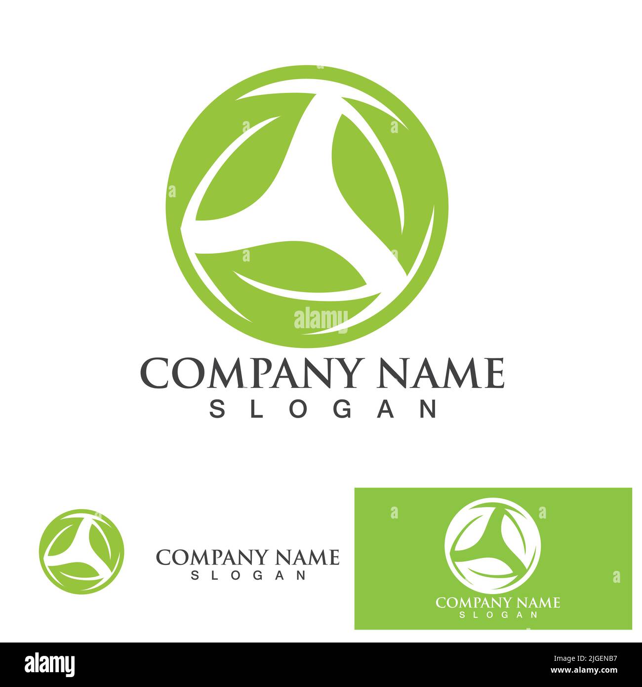 Leaf Circle Nature green logo vector icon design template Stock Vector ...