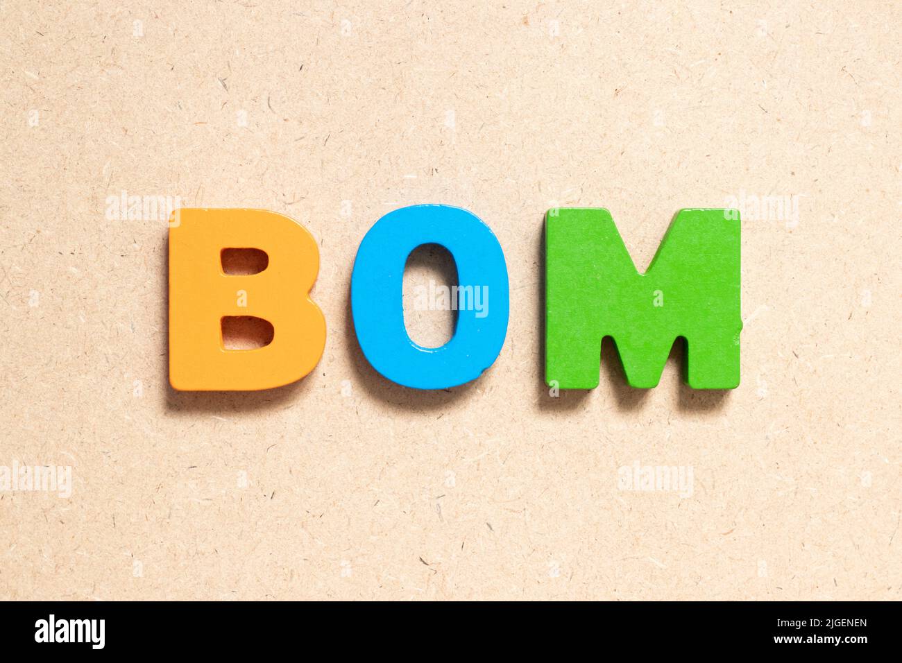 color-alphabet-letter-in-word-bom-abbreviation-of-bill-of-materials