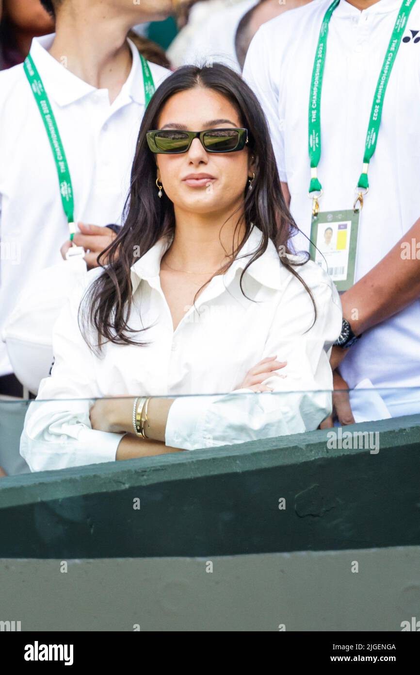 London, UK, 10th July 2022: Costeen Hatzi, girlfriend of Nick Kyrgios, during the men´s final at the 2022 Wimbledon Championships at the All England Lawn Tennis and Croquet Club in London. Credit: Frank Molter/Alamy Live news Stock Photo
