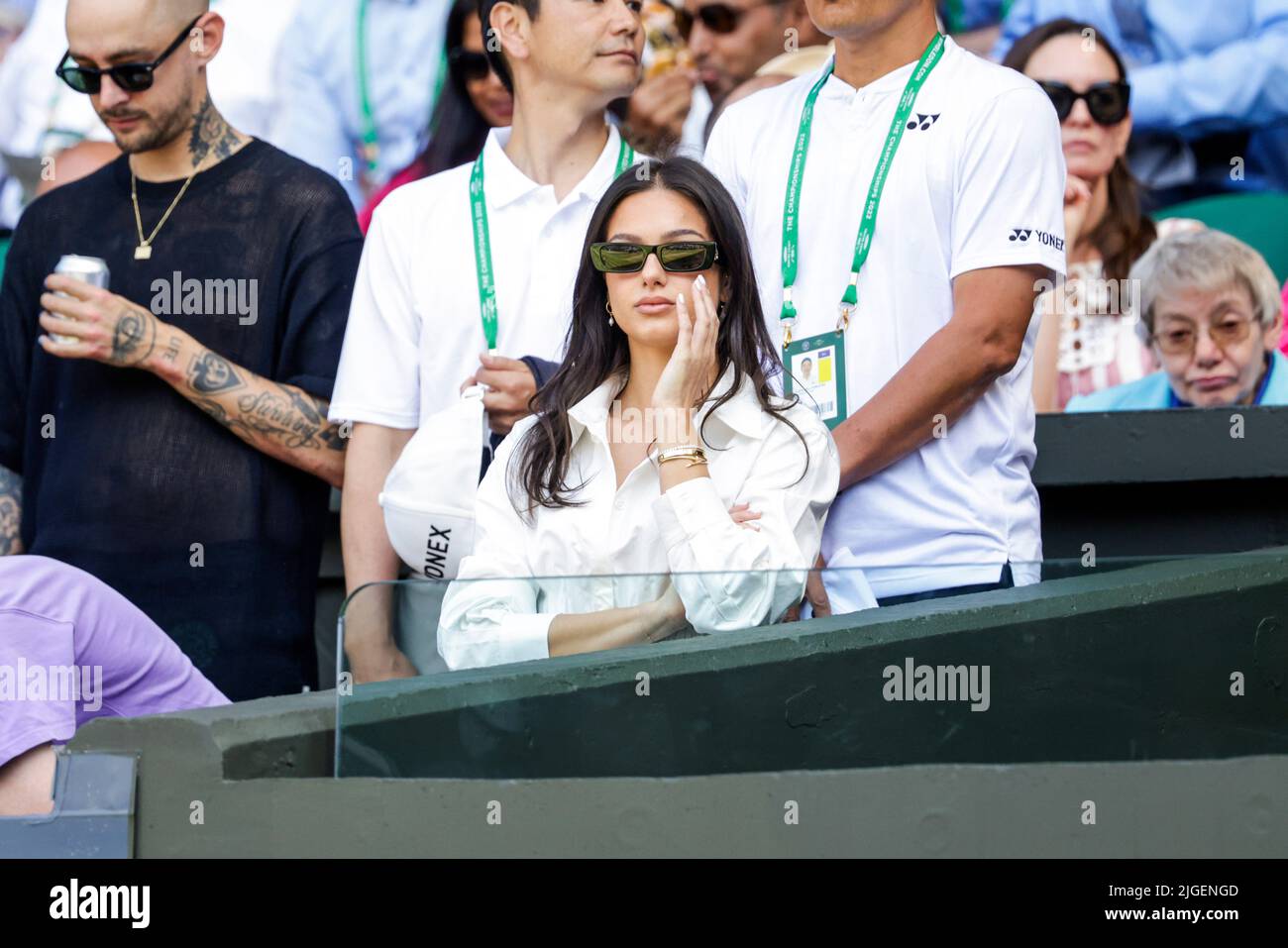 London, UK, 10th July 2022: Costeen Hatzi, girlfriend of Nick Kyrgios, during the men´s final at the 2022 Wimbledon Championships at the All England Lawn Tennis and Croquet Club in London. Credit: Frank Molter/Alamy Live news Stock Photo