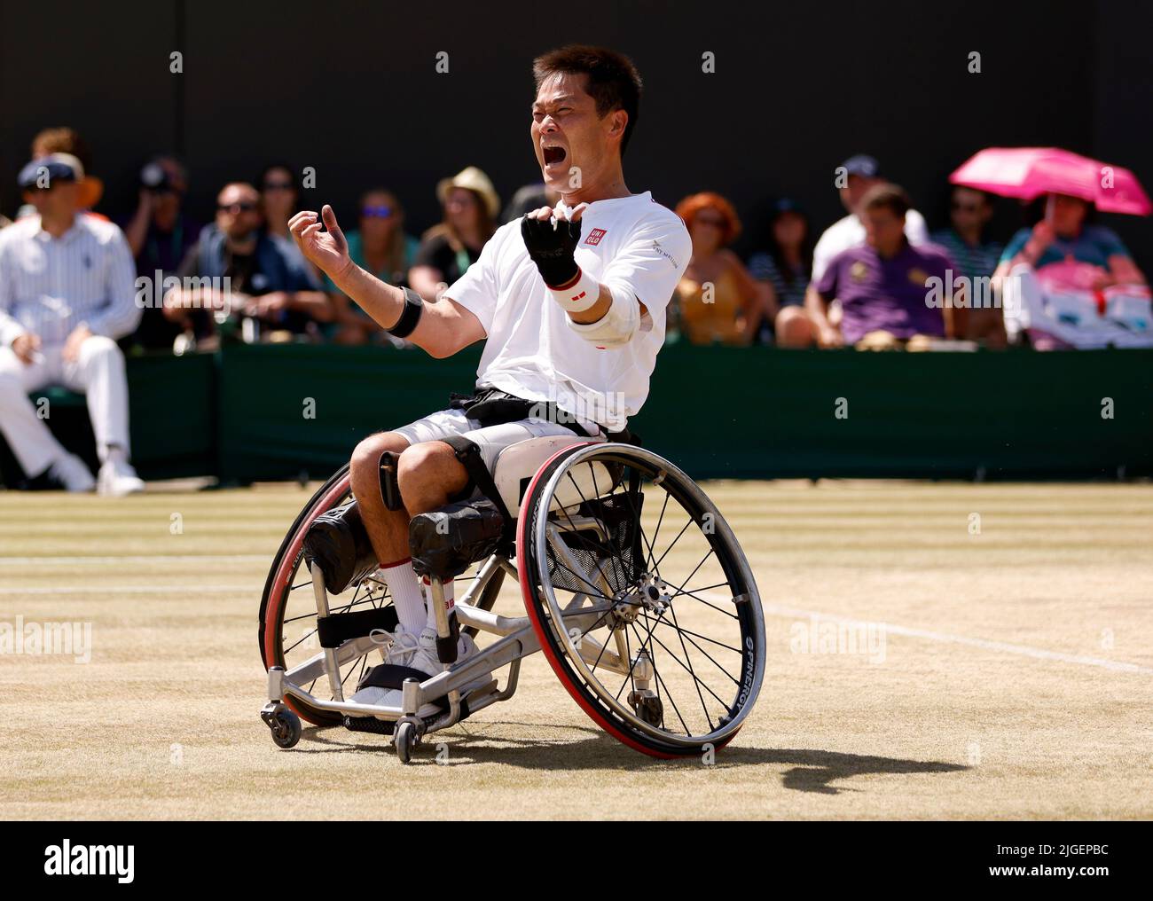 Shingo Kunieda celebrates victory over Alfie Hewett during The Final