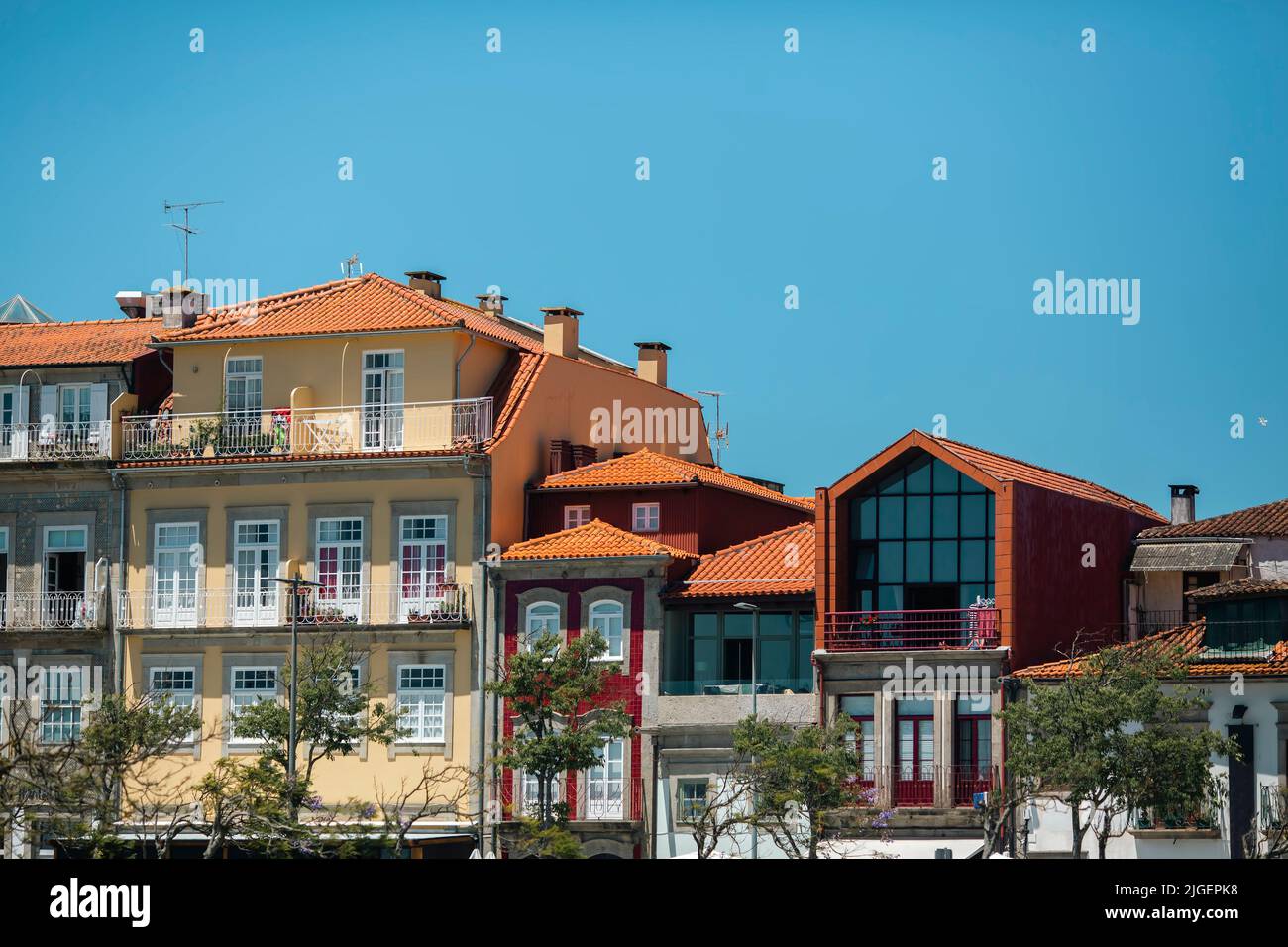 Facades of residential buildings in the center of Viana do Castelo