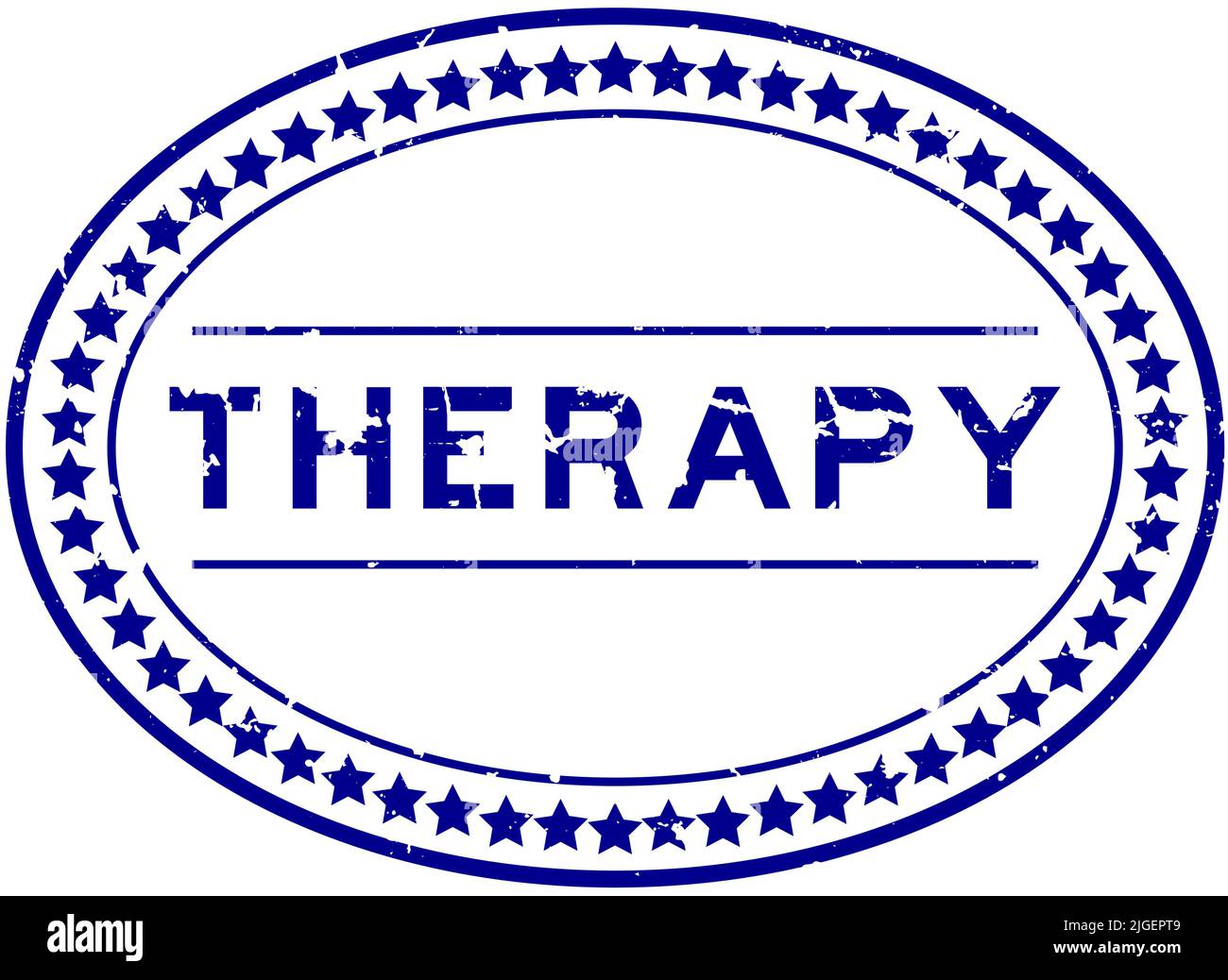 Therapy Lettering Blue Grunge blue therapy word oval rubber seal stamp on white background ...