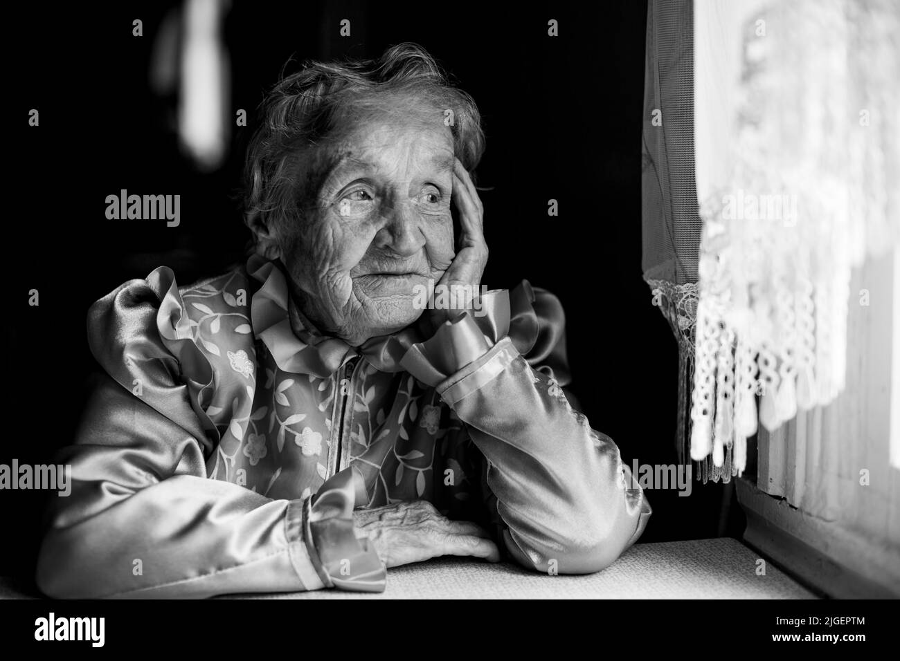 Portrait of an old woman, black and white photo Stock Photo - Alamy