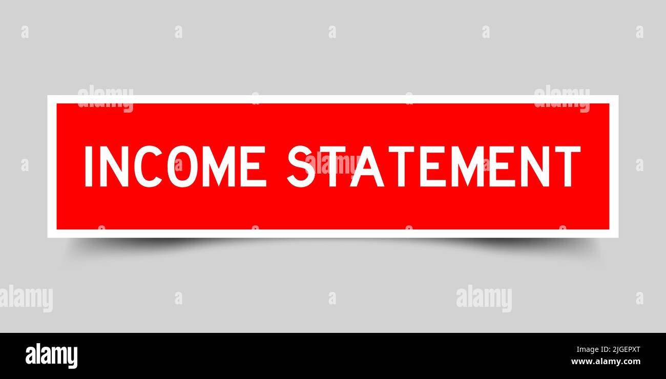 Sticker label with word statement in red color on gray