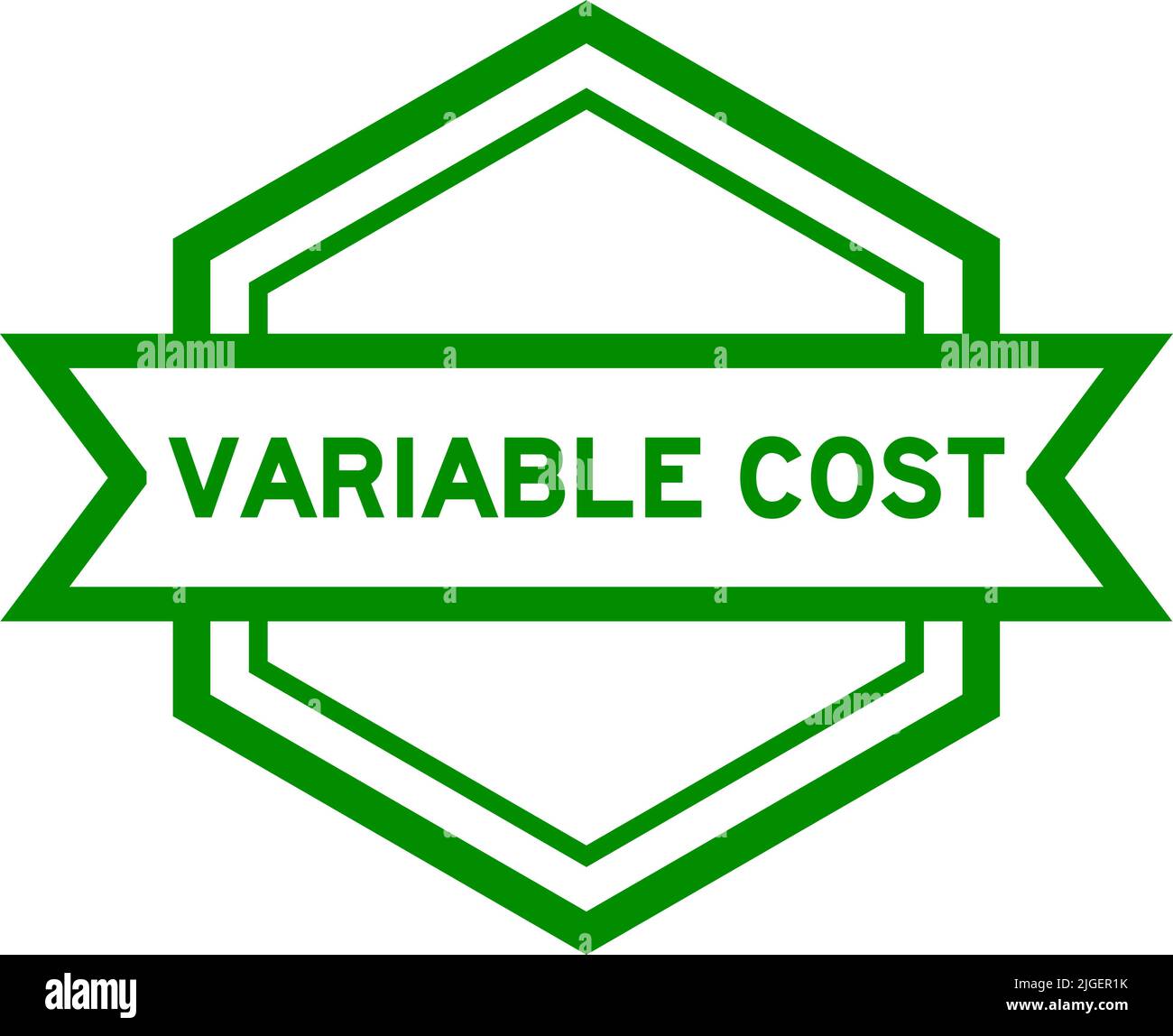 Vintage hexagon label banner with word variable cost in green color on white background Stock Vector