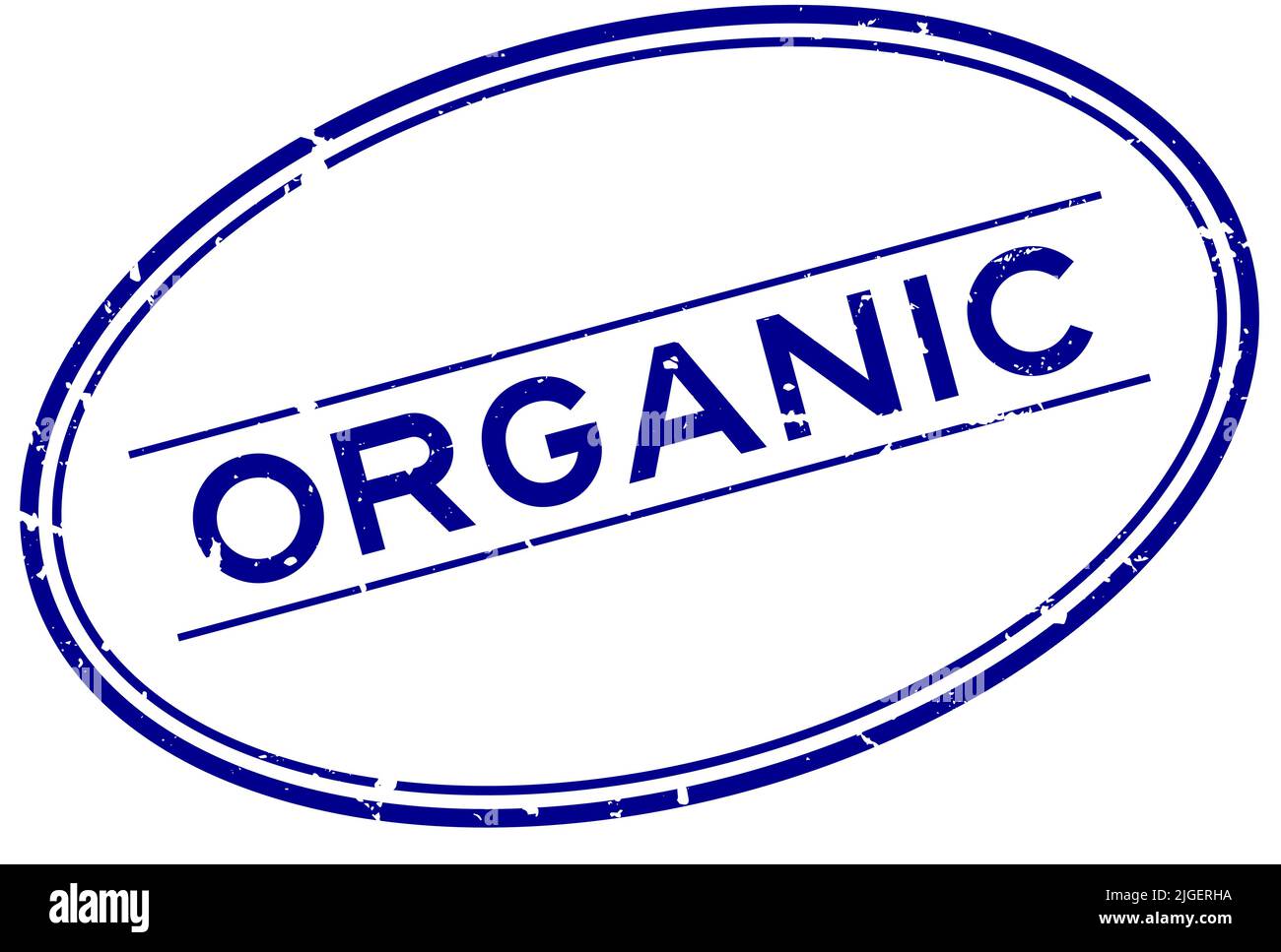 Grunge blue organic word oval rubber seal stamp on white background ...