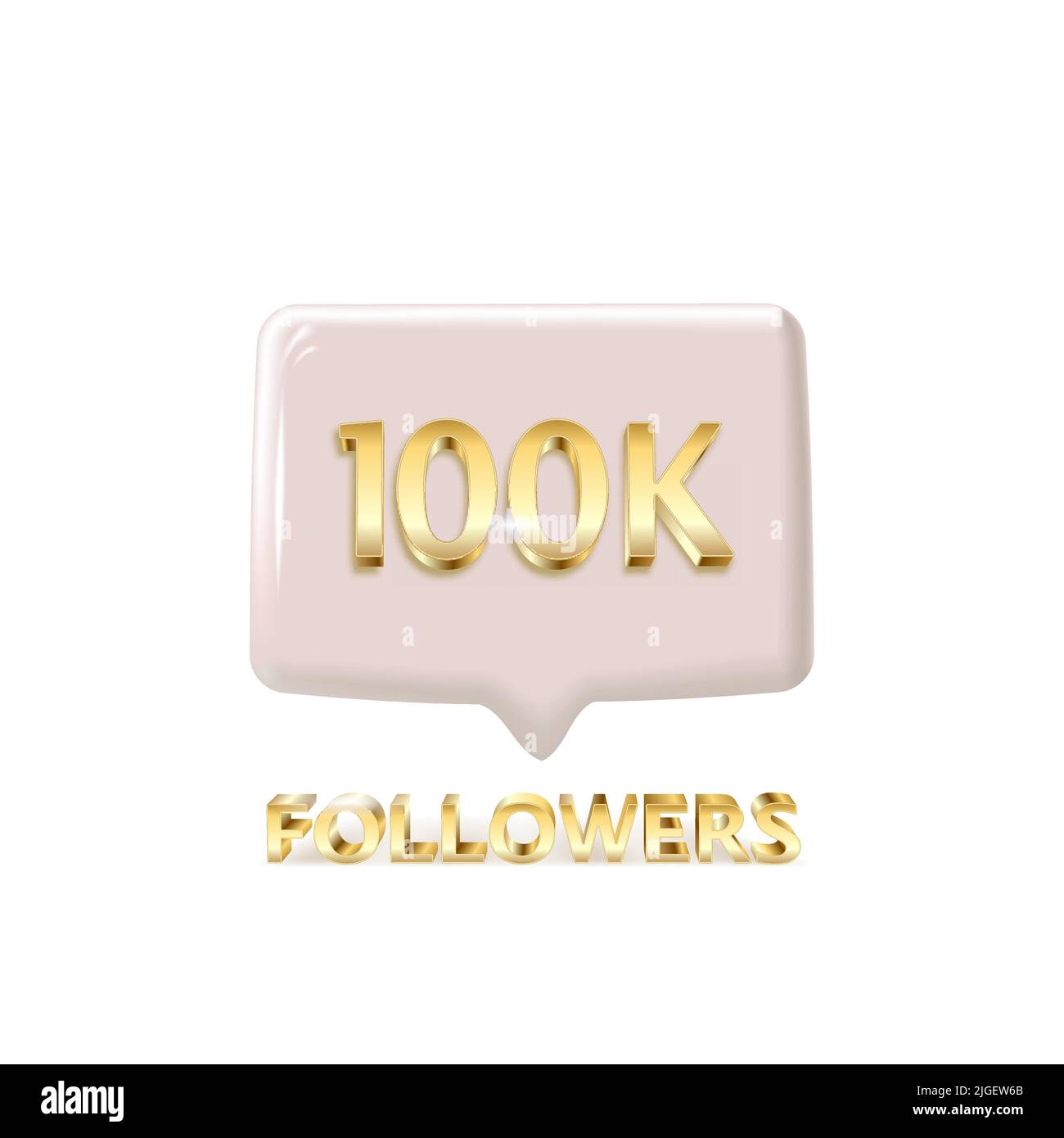 100k followers celebration vector banner with text. Social media