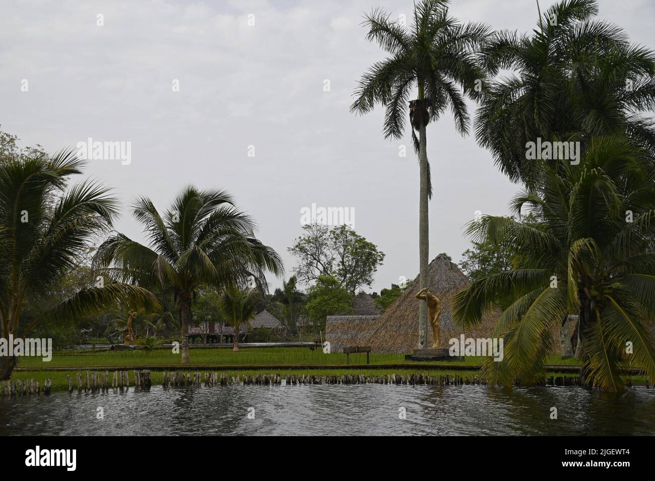 Tropical landscape with scenic view of the ancient Taino Village a