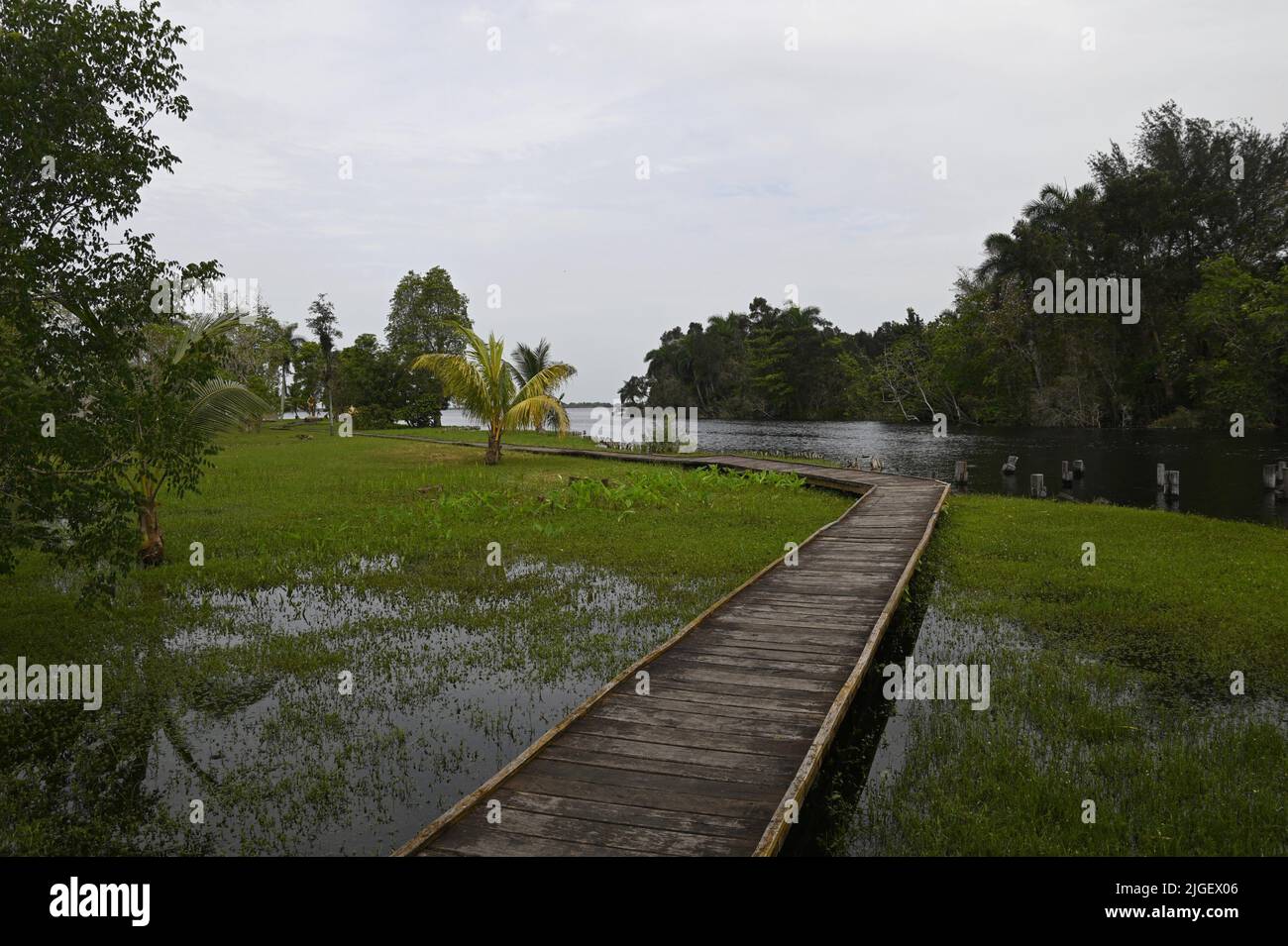Tropical landscape with scenic view of the ancient Taino Village a