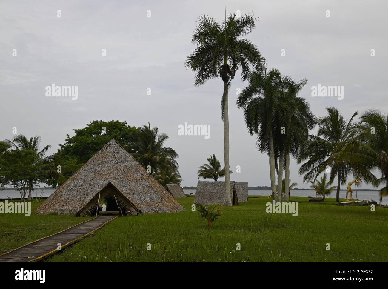 Tropical landscape with scenic view of the ancient Taino Village a