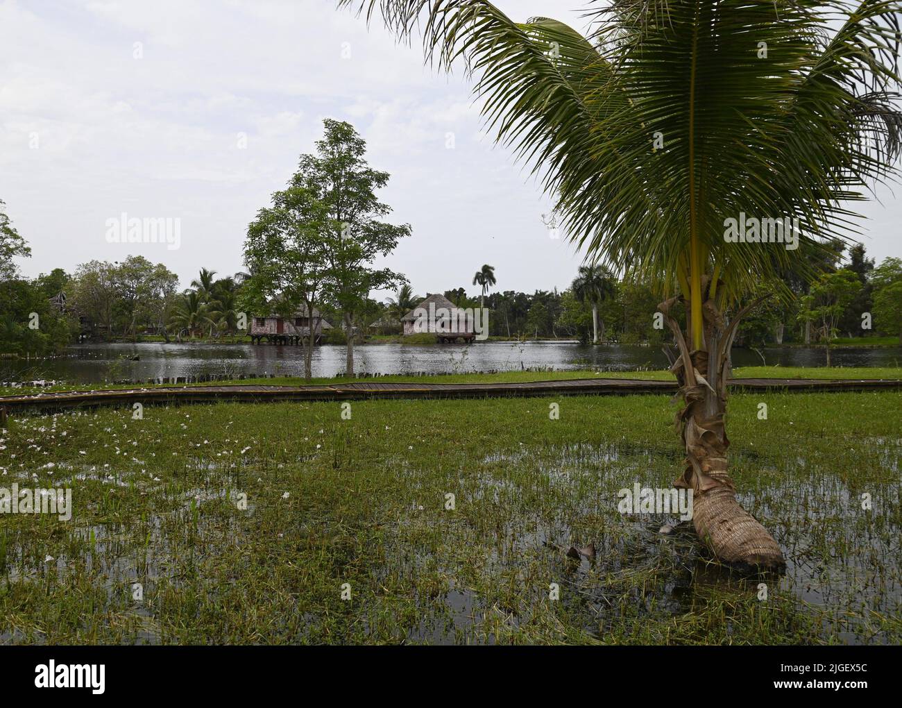 Tropical landscape with scenic view of the ancient Taino Village a
