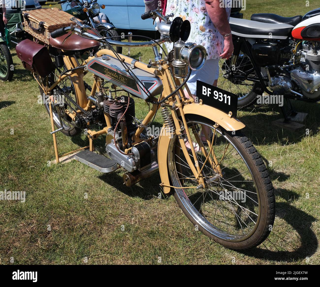 Vintage motor cycles on display at county show. Stock Photo