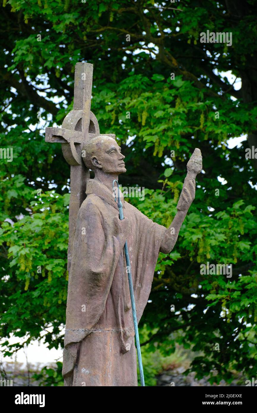 Aidan of Lindisfarne was an Irish monk and missionary credited with converting the Anglo-Saxons to Christianity in Northumbria. Stock Photo