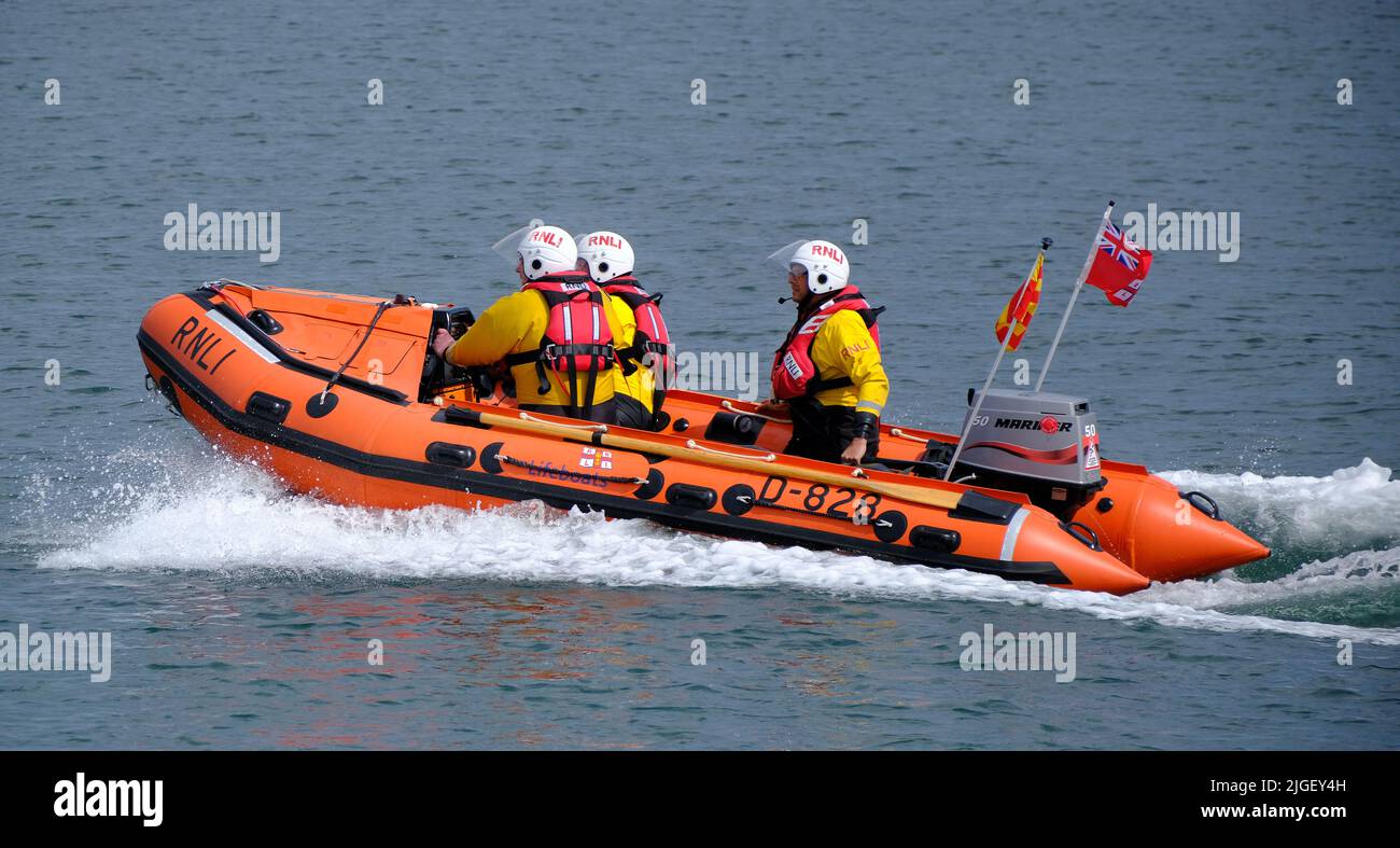 RNLI inshore lifeboat and station. East coast of UK. Stock Photo