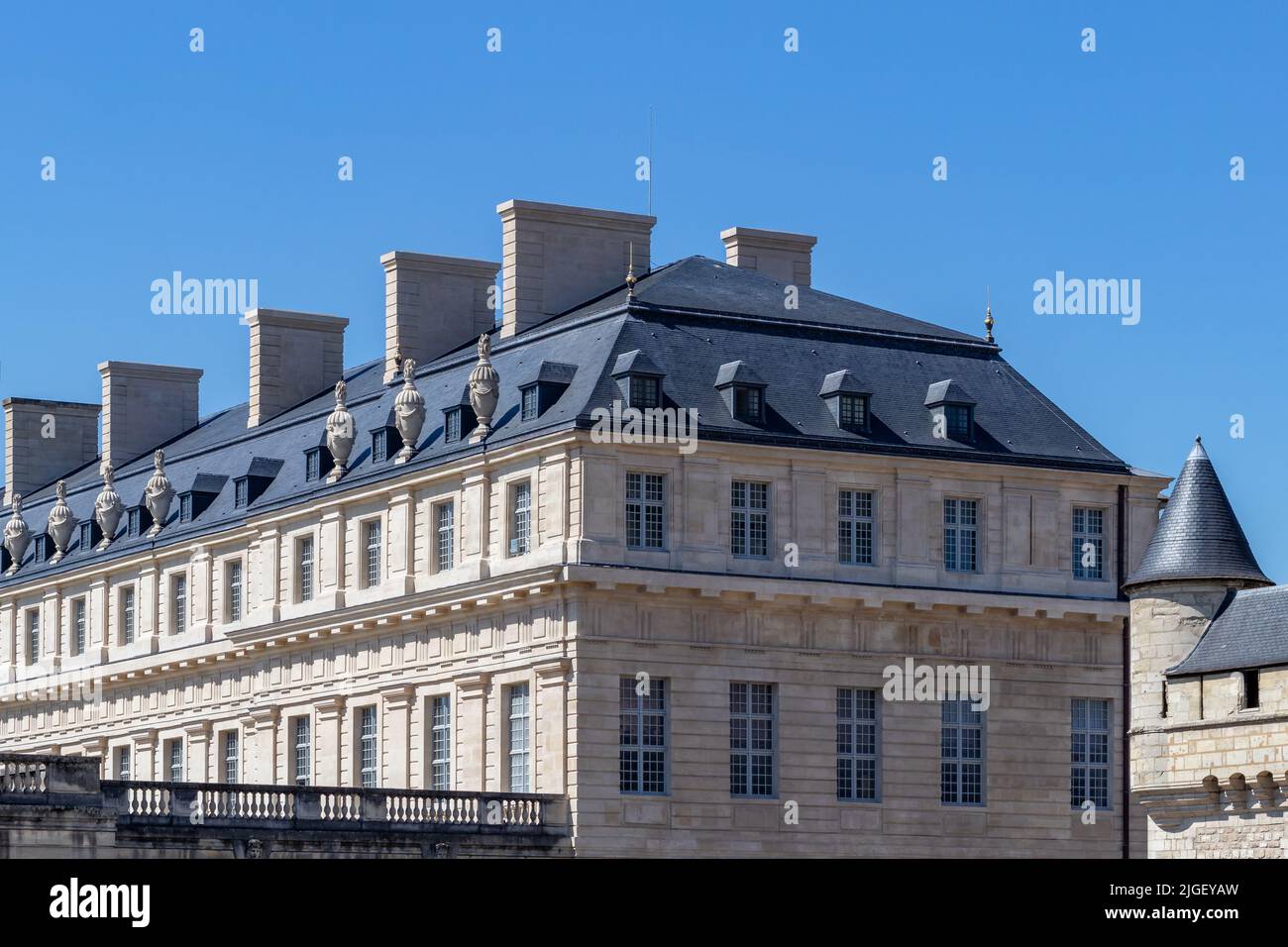 VINCENNES/FRANCE - JUNE 22, 2019: View of Pavillon du Roi in Chateau de Vincennes village near Paris in France Stock Photo