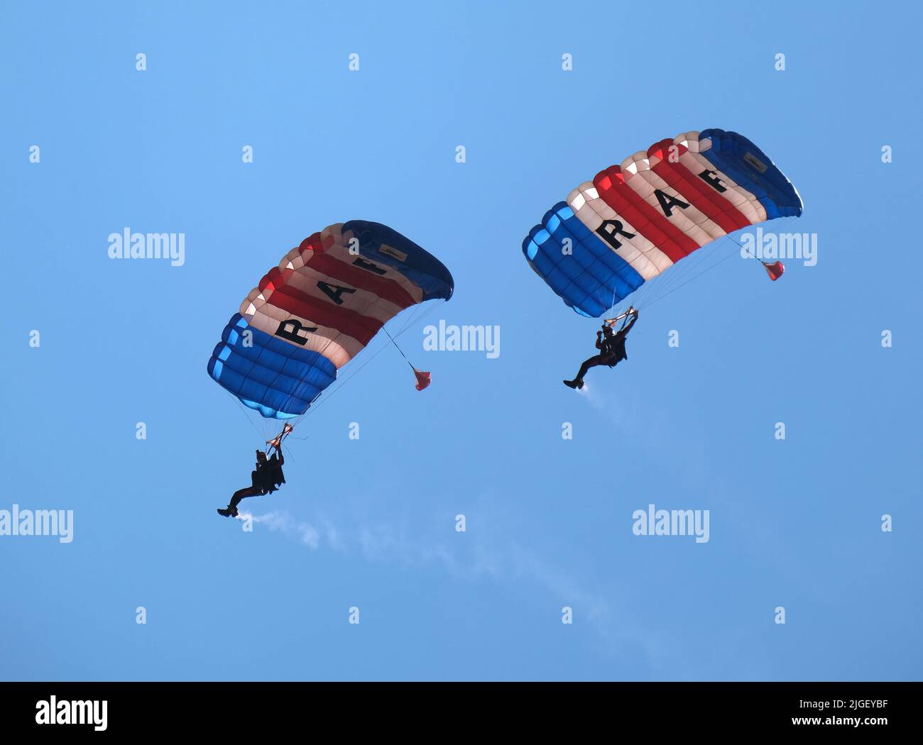 Royal air force Falcons parachute display team. Stock Photo