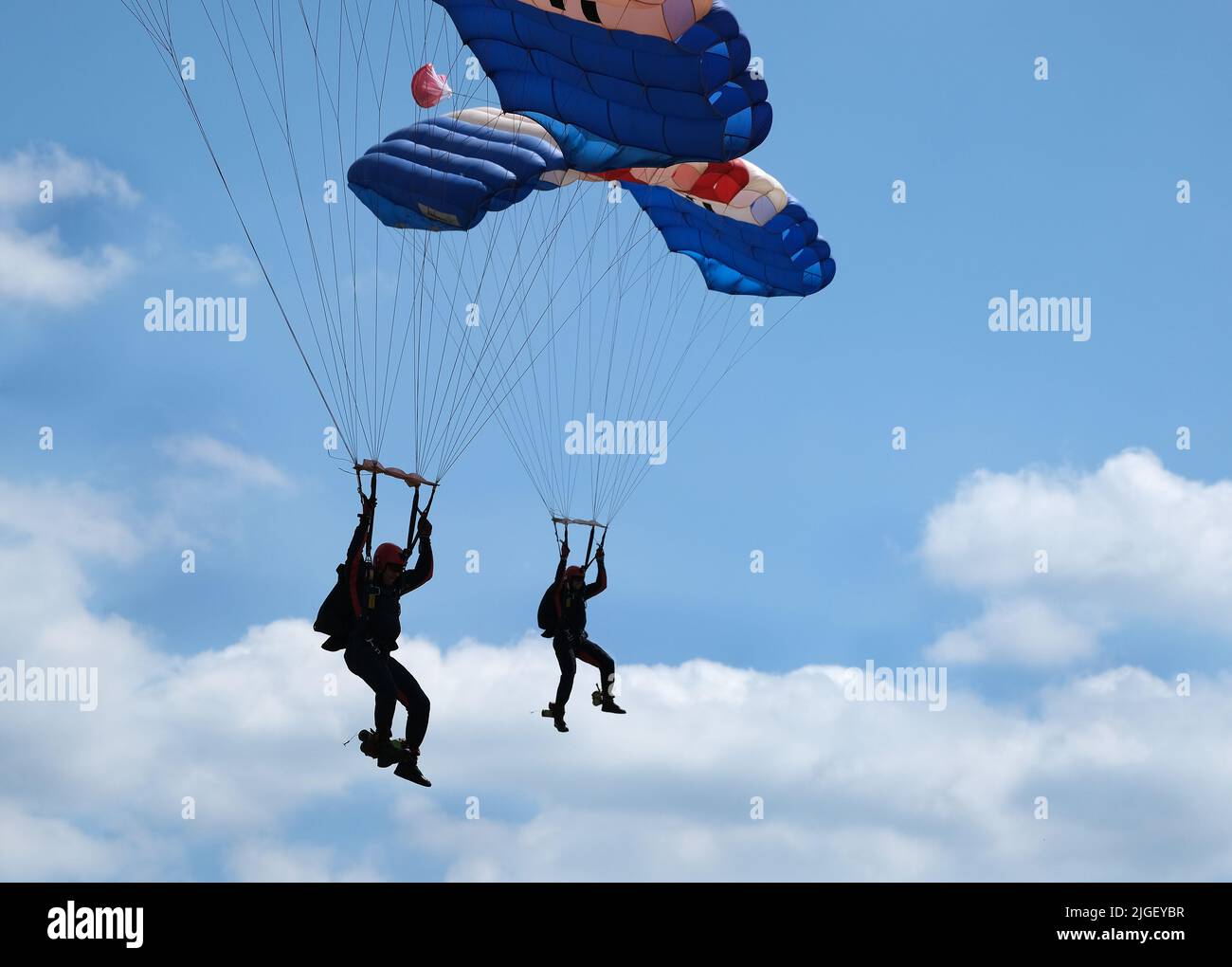 Royal air force Falcons parachute display team. Stock Photo