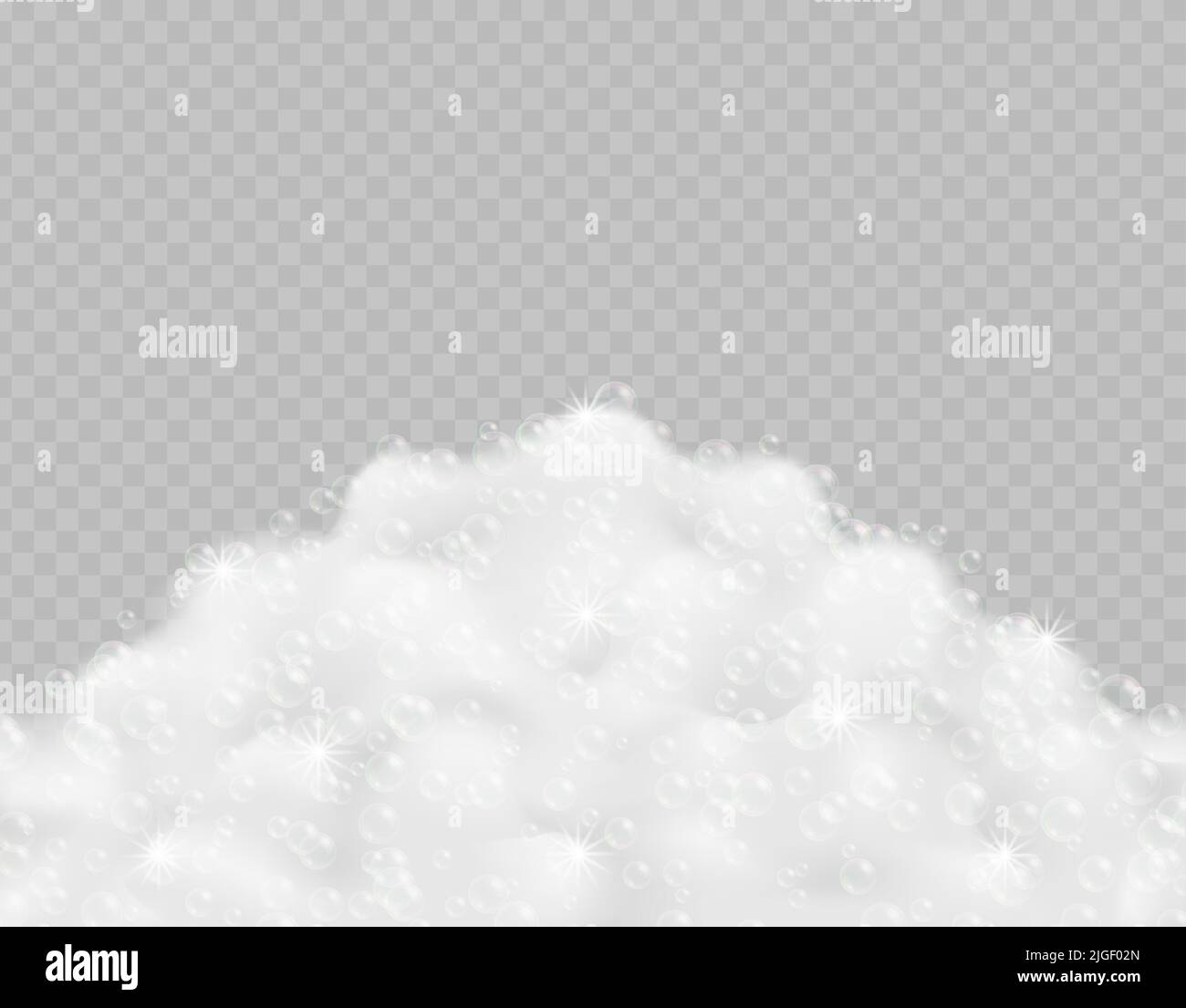 Realistic bath foam with bubbles isolated on transparent background