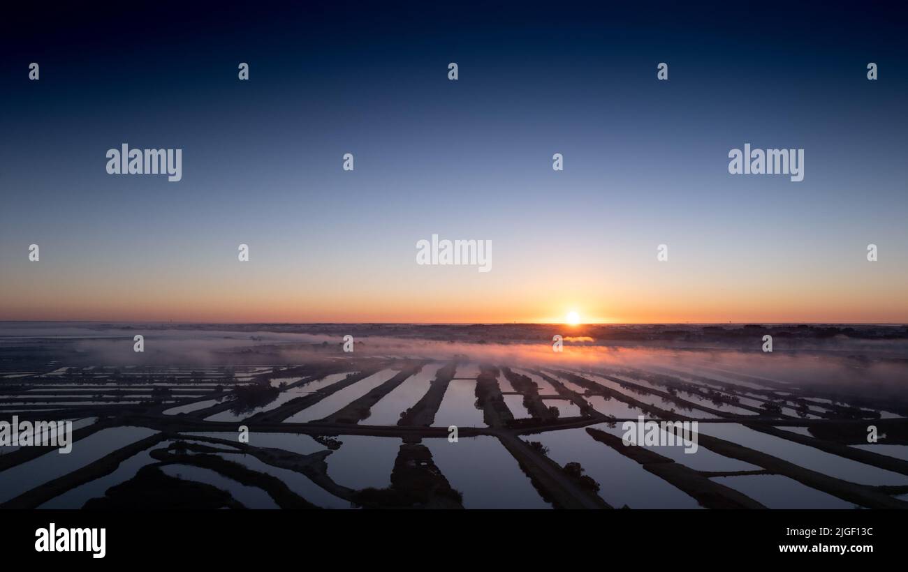 sunrise over the marshes, Vendée, France Stock Photo