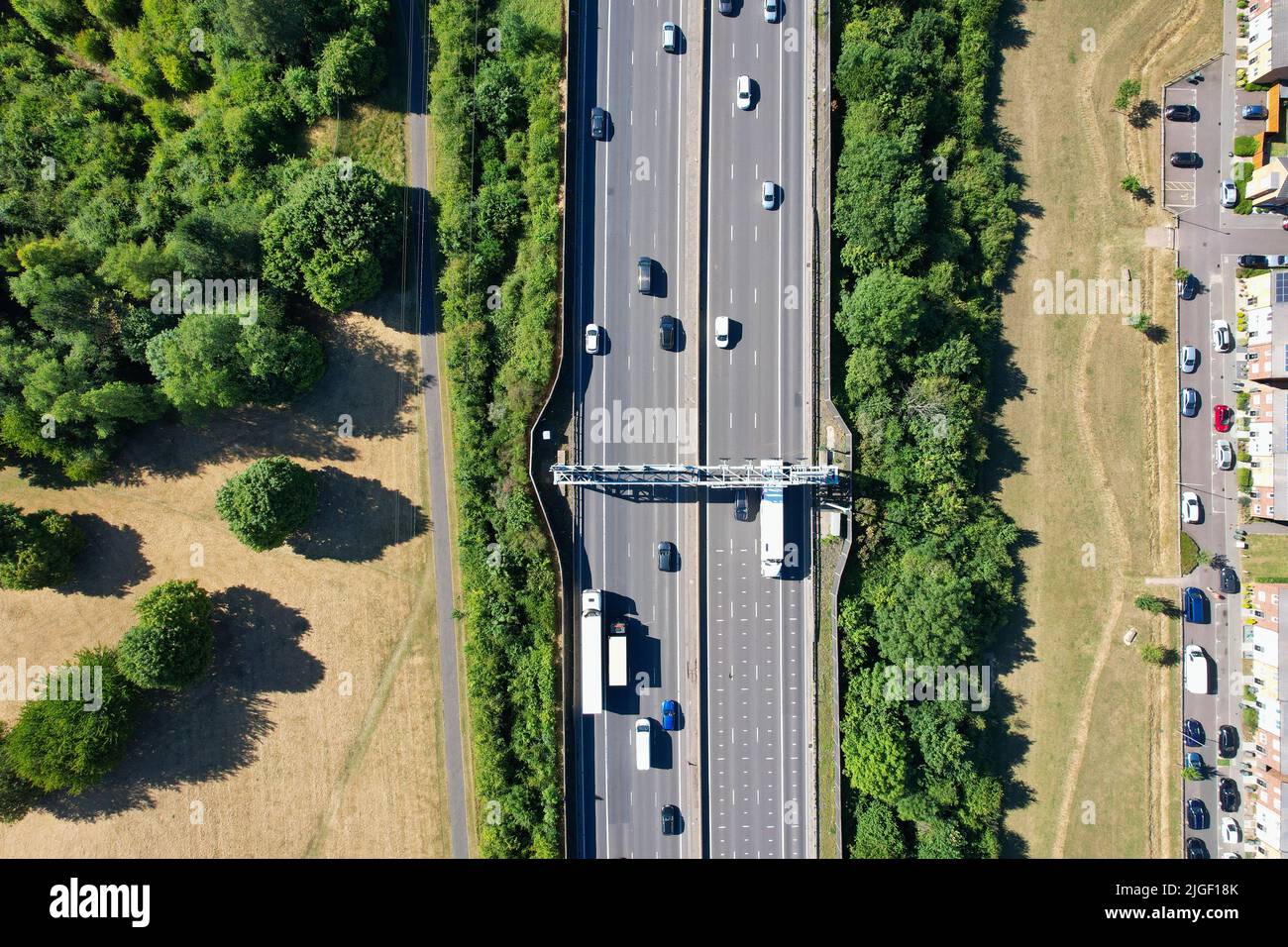 Best Aerial High Angle View of British Motorways Highways and Traffic ...