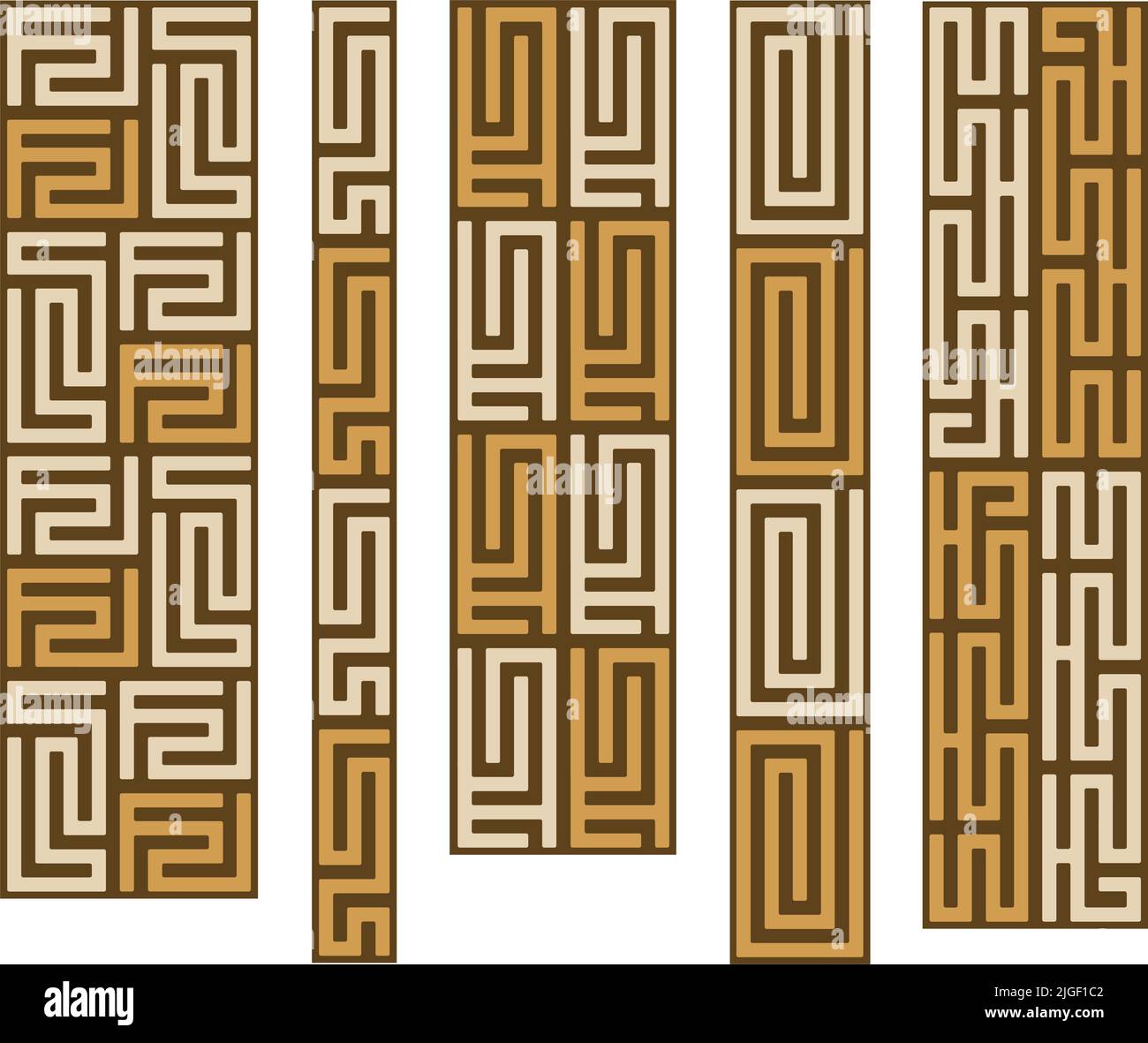 A series of vector African decorative border patterns. Stock Vector