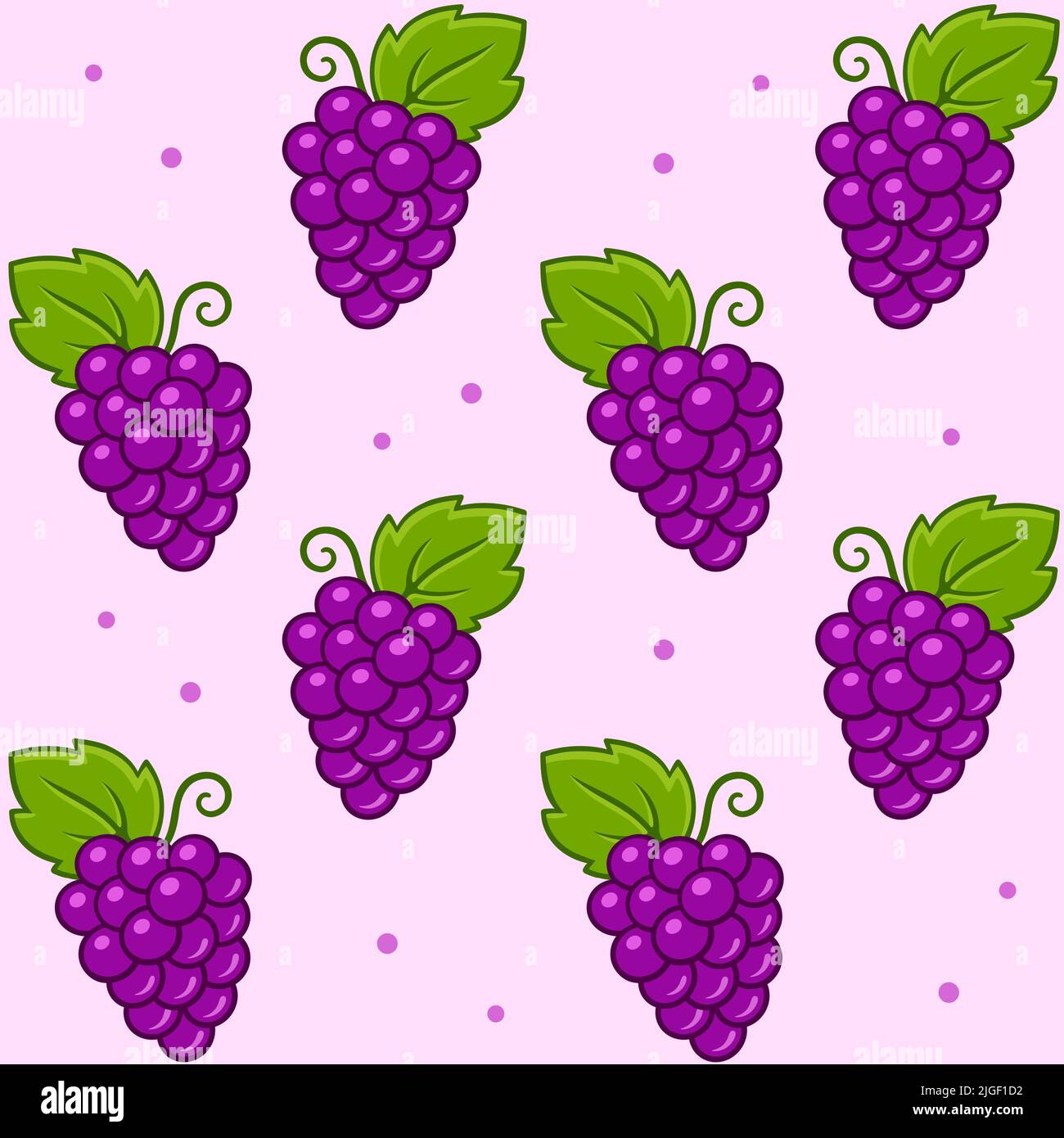 Cartoon red grape seamless pattern on pink background. Fruit or wine vector texture. Stock Vector