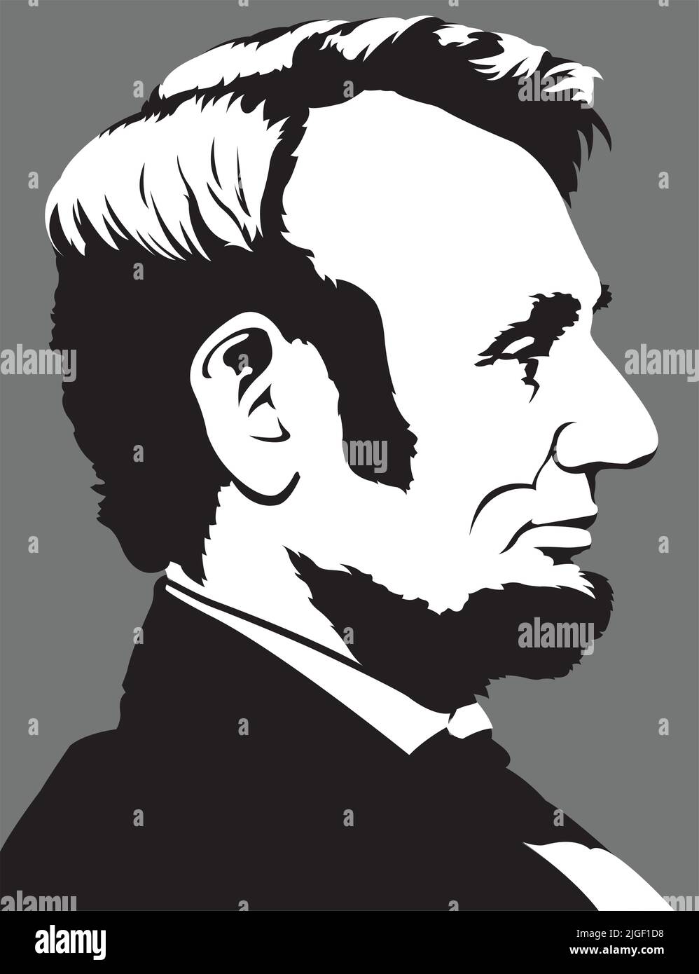 A vector portrait of the 16th President of the United States Abraham Lincoln in profile view. Stock Vector