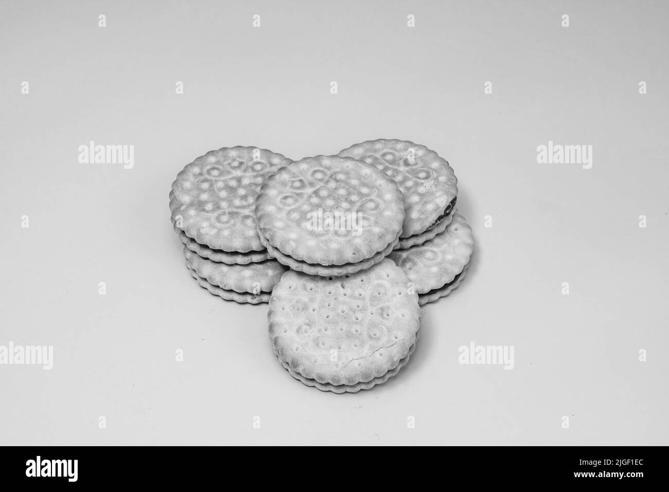 Round biscuits with chocolate cream, sandwich biscuits with chocolate