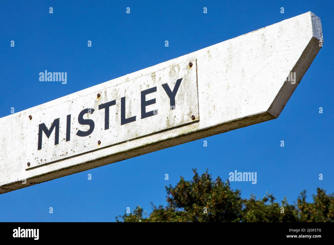 Direction sign for the village of Mistley in Essex, UK Stock Photo - Alamy
