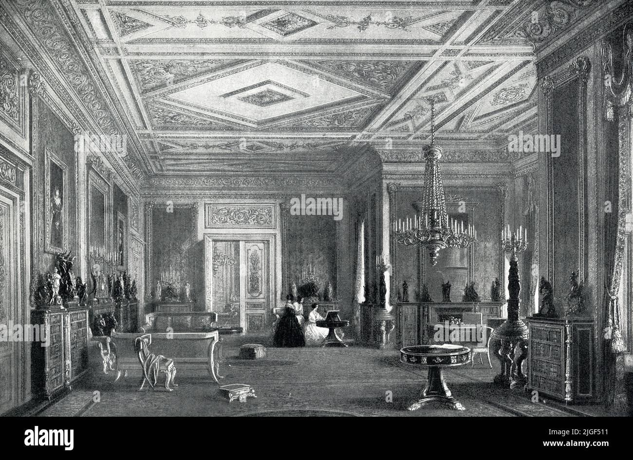 Windsor Castle, Green Drawing Room, Windsor 19th Century Illustration