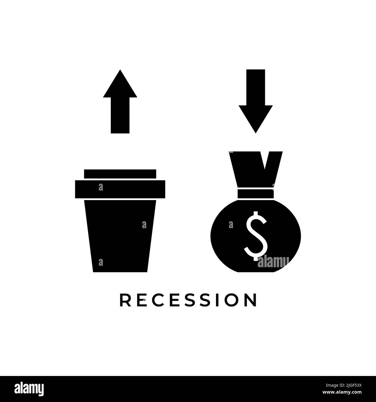 arrow up arrow down recession icon symbol design vector illustration. Stock Vector