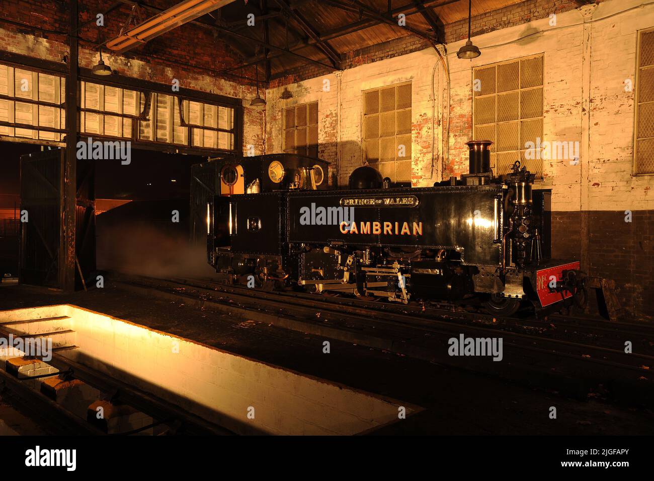 'Prince of Wales' inside the shed at Aberystwyth. Stock Photo