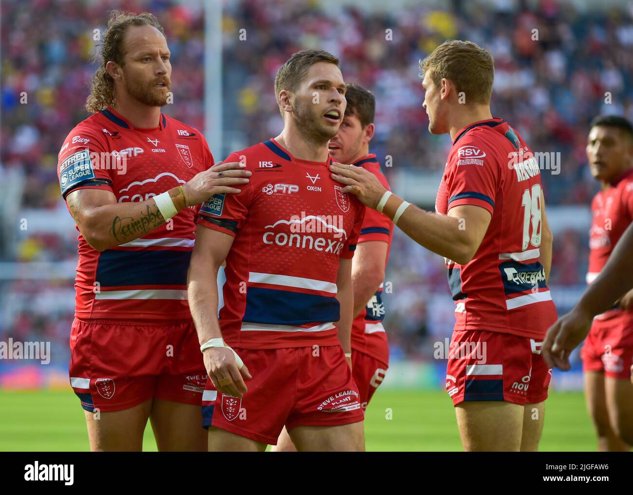 Newcastle, UK. 10th July, 2022. Matt Parcell of Hull KR scores a try Hull KR v Hull FC  Event: Magic Weekend 2022 Venue: St James Park, Newcastle, UK Date: 10th July 2022 Credit: Craig Cresswell/Alamy Live News Stock Photo
