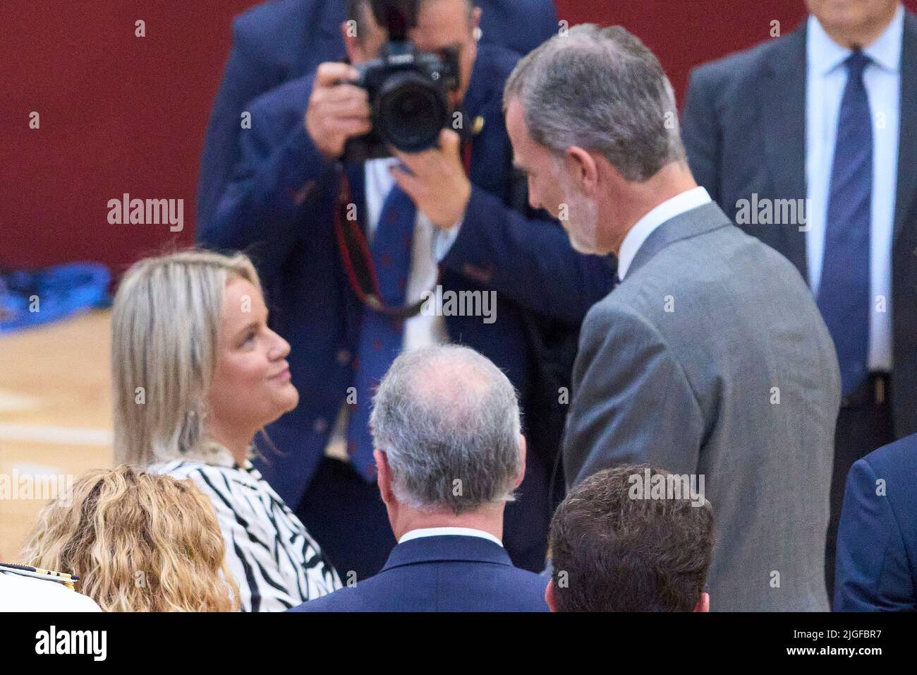 Ermua, Bizkaia, Spain. 10th July, 2022. King Felipe VI of Spain, Maria del Mar Blanco attends Tribute to the Victims of Terrorism on the occasion of the 25th anniversary of the kidnapping and murder of Miguel Angel Blanco at Municipal Sports Centre 'Miguel Angel Blanco' on July 10, 2022 in Ermua, Spain (Credit Image: © Jack Abuin/ZUMA Press Wire) Stock Photo