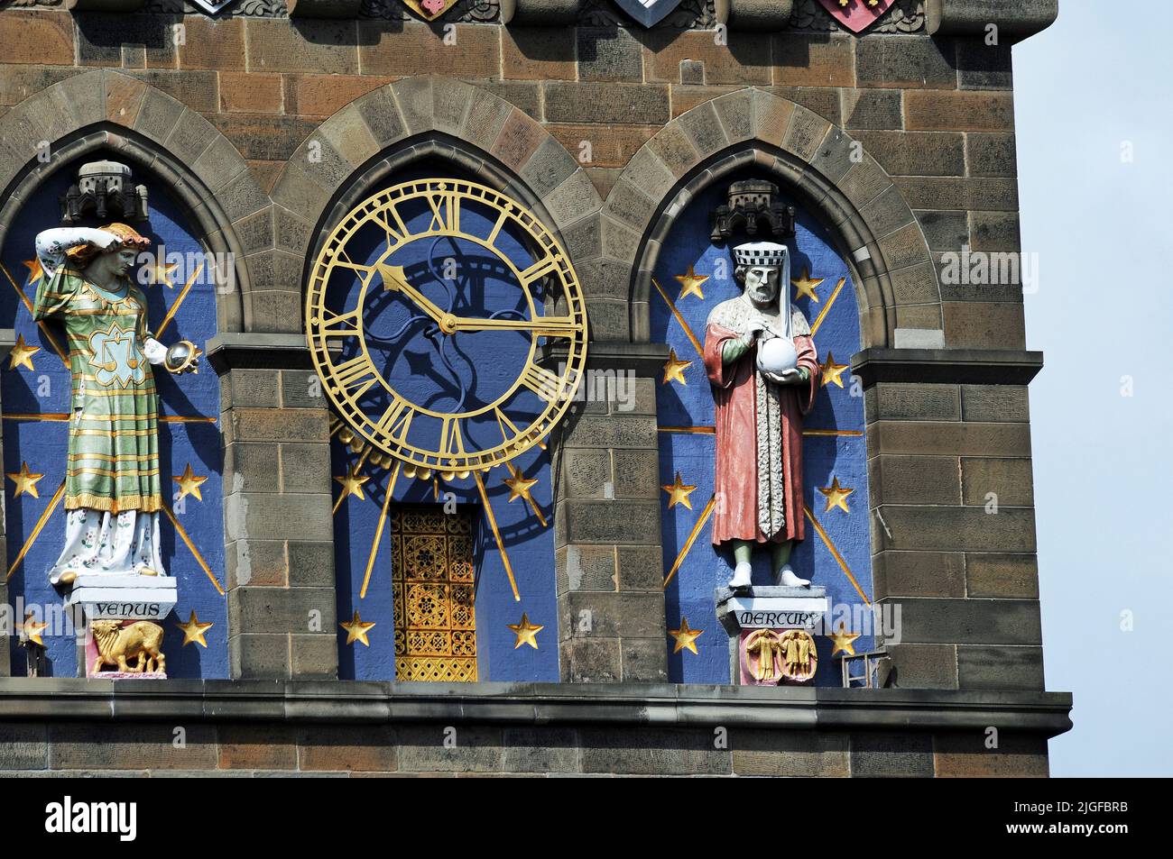 The clock tower, Cardiff Castle. Stock Photo