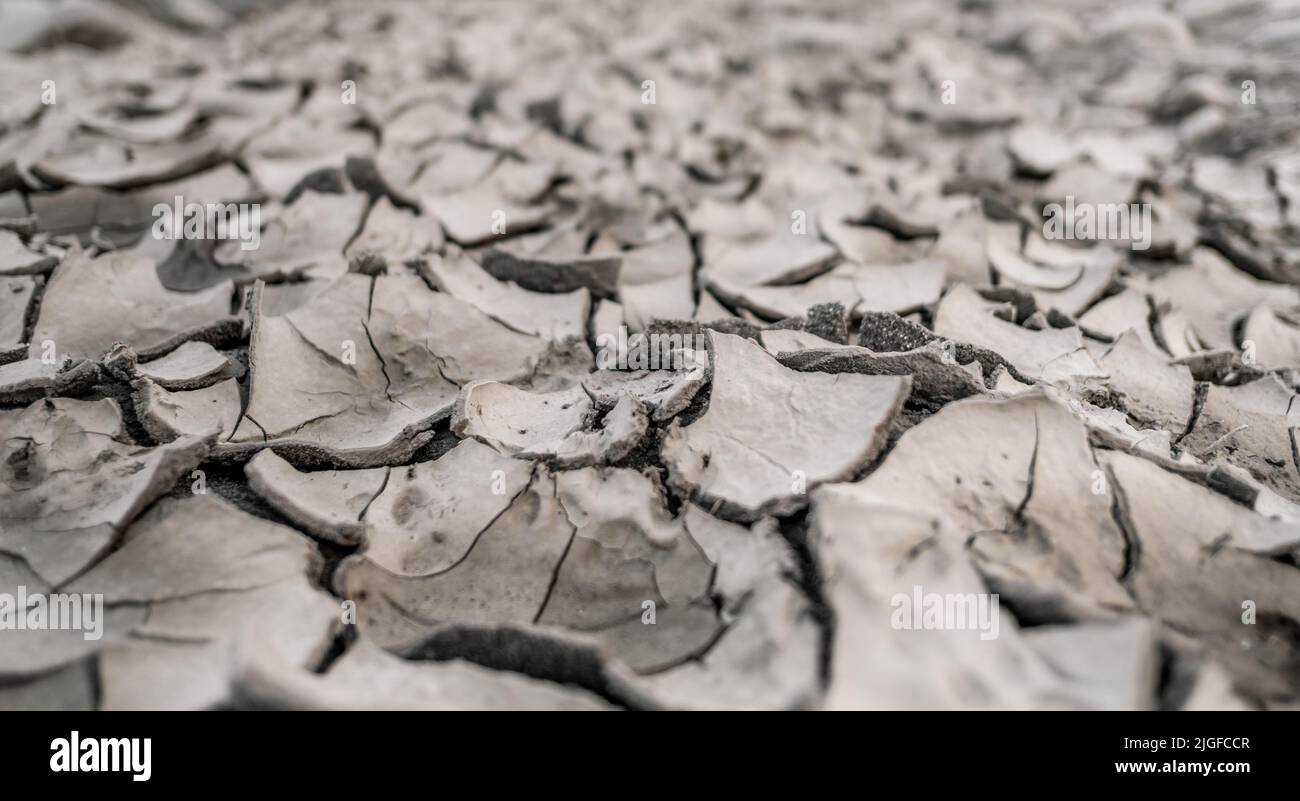 closeup dry cray, soil drought with cracked ground. Texture for graphic resource. Stock Photo