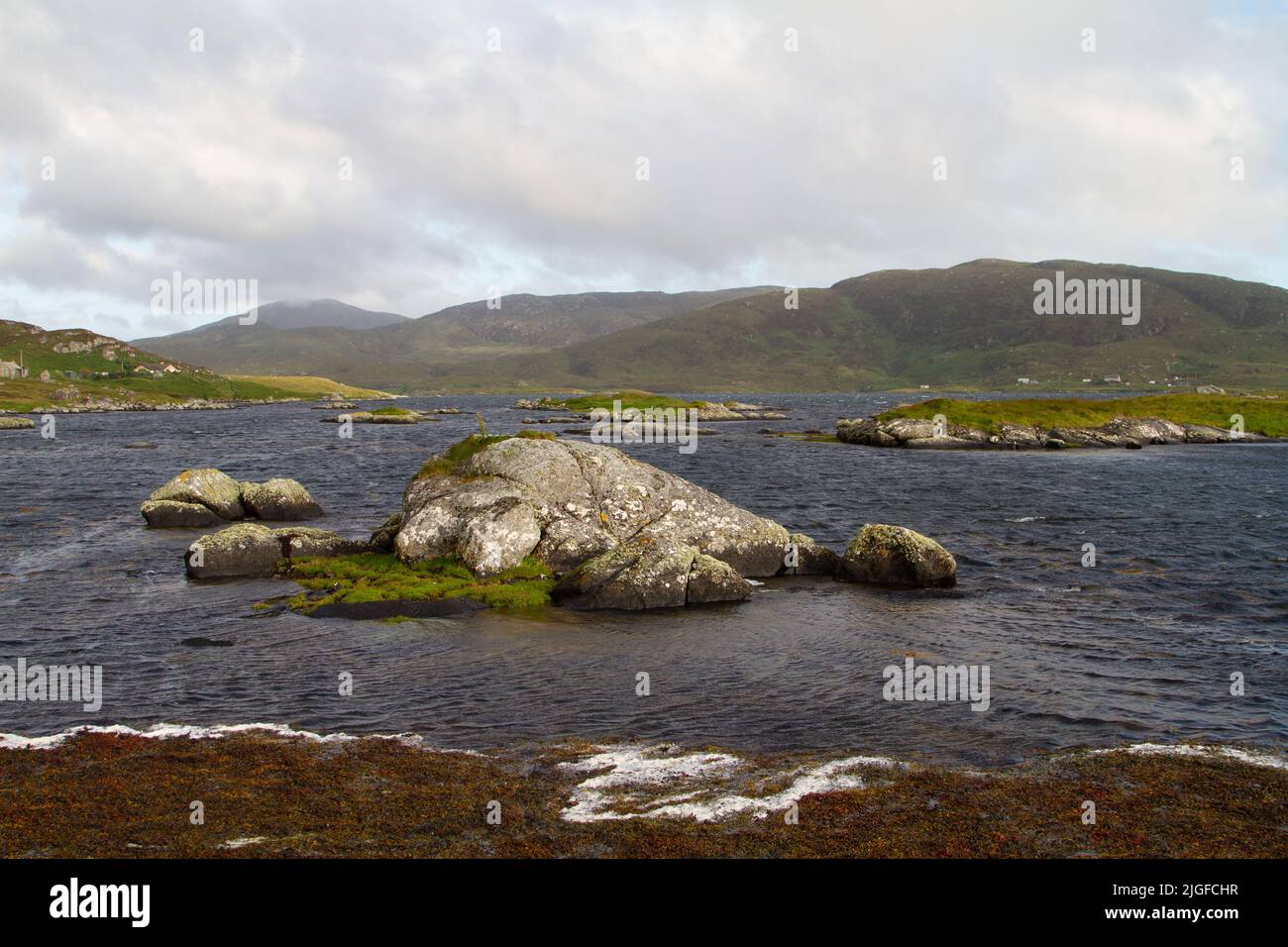 Summer evening on the shores of Loch Eynort, South Uist, Hebrides/Western Isles, Scotland Stock Photo