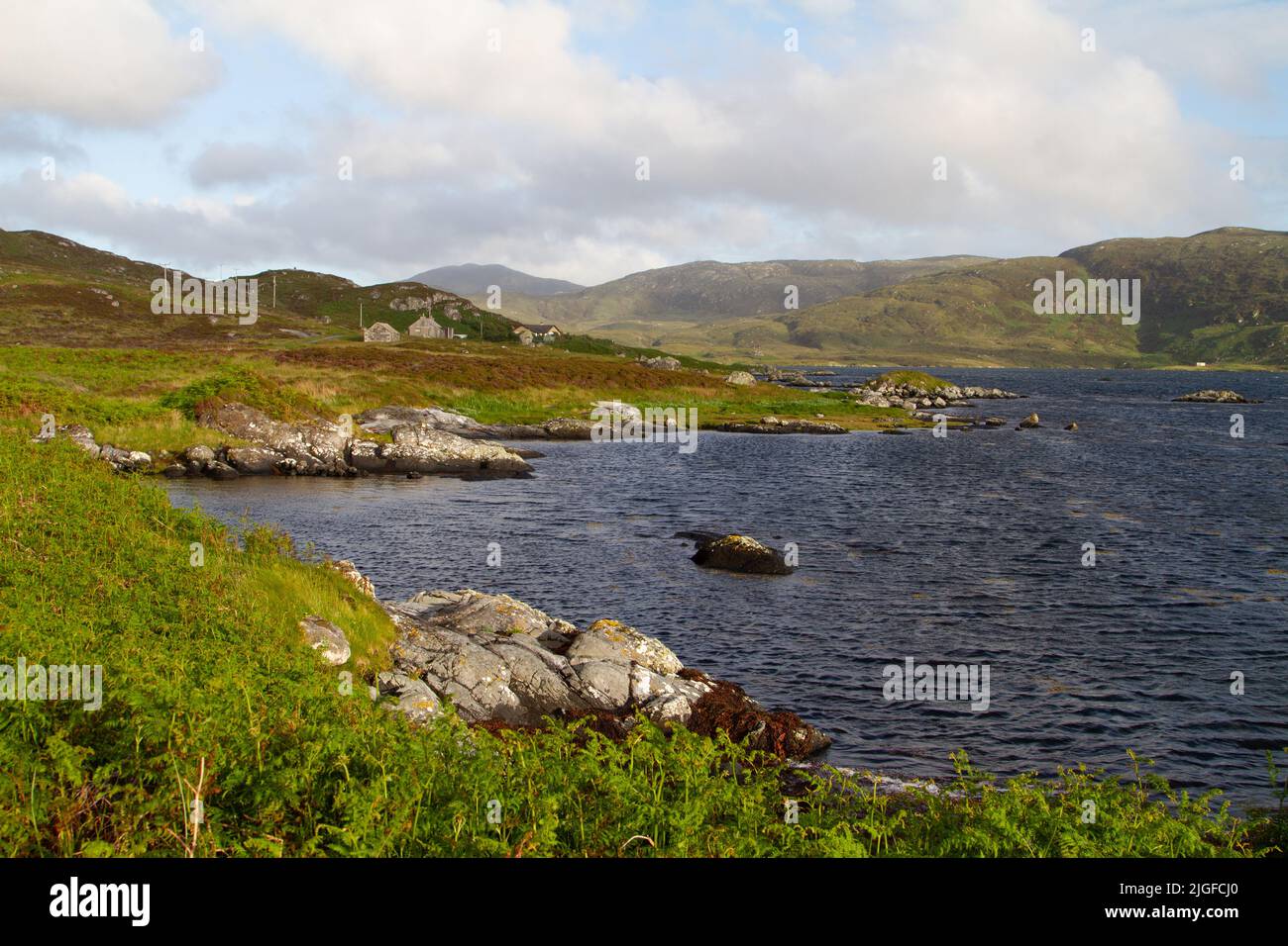 Summer evening on the shores of Loch Eynort, South Uist, Hebrides/Western Isles, Scotland Stock Photo