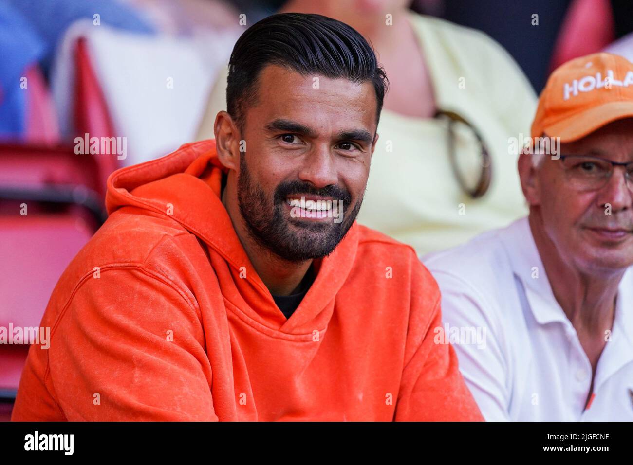 SHEFFIELD, UNITED KINGDOM - JULY 9: Benjamin van Leer of the Netherlands,  boyfriend of Lieke Martens of the Netherlands, watches from the stands  during the Group C - UEFA Women's EURO 2022