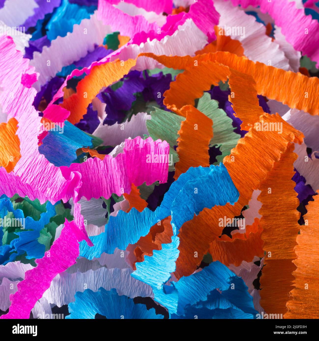colorful crepe ribbons, tangled ribbons taken in shallow depth of field