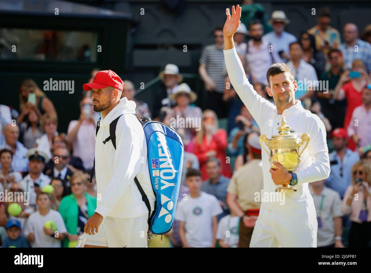Wimbledon,Great Britain 10th. July, 2022. Champion Novak Djokovic and