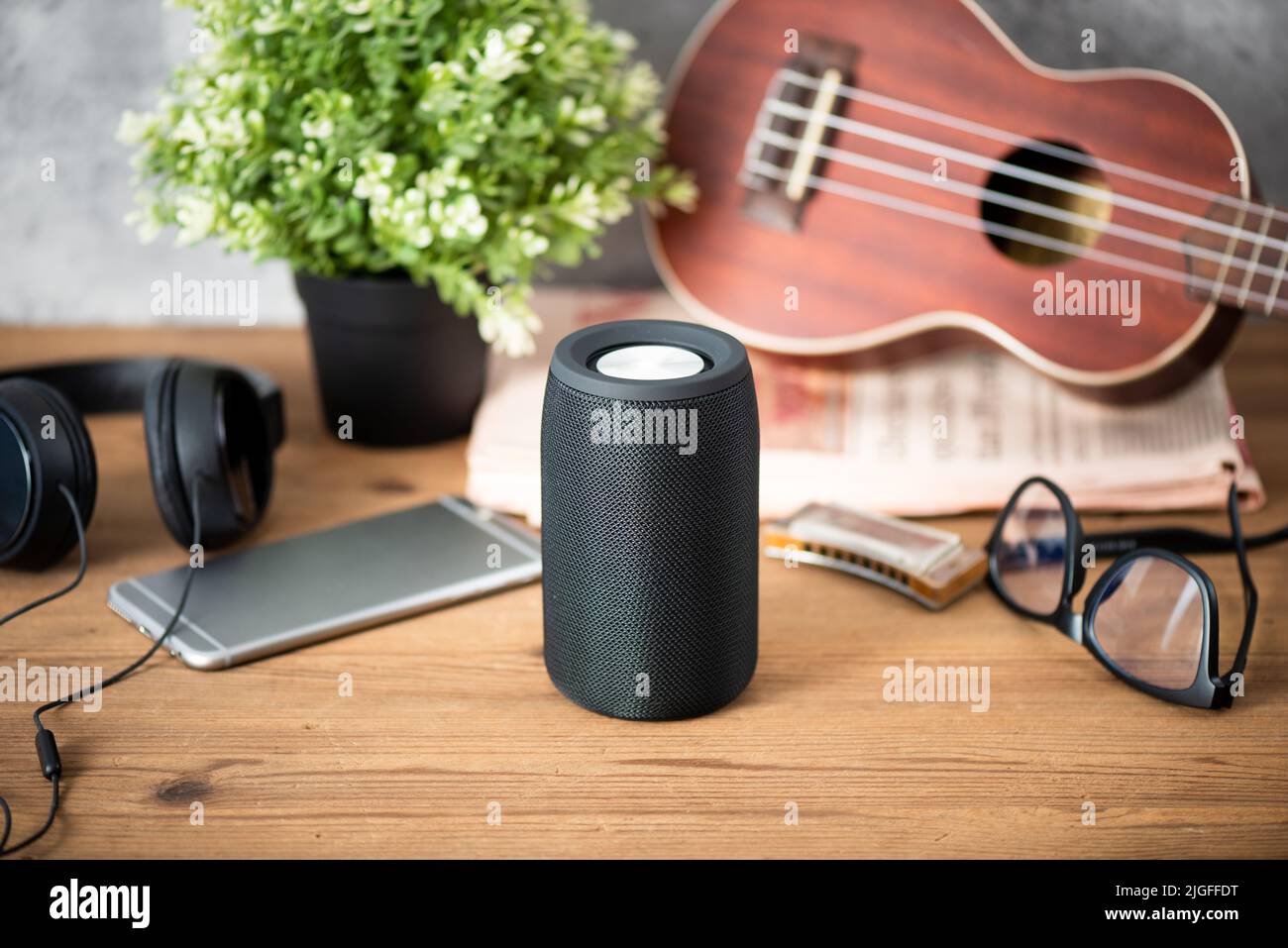mini wireless portable speaker for music listening Stock Photo Alamy
