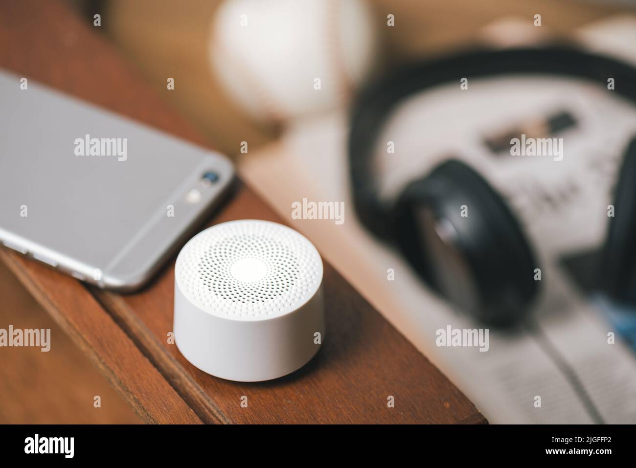 mini wireless portable speaker for music listening Stock Photo Alamy