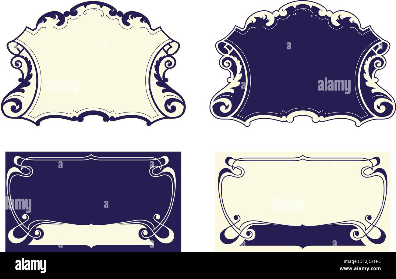 A series of vector decorative blank ornamental logo frames badges and labels. Stock Vector
