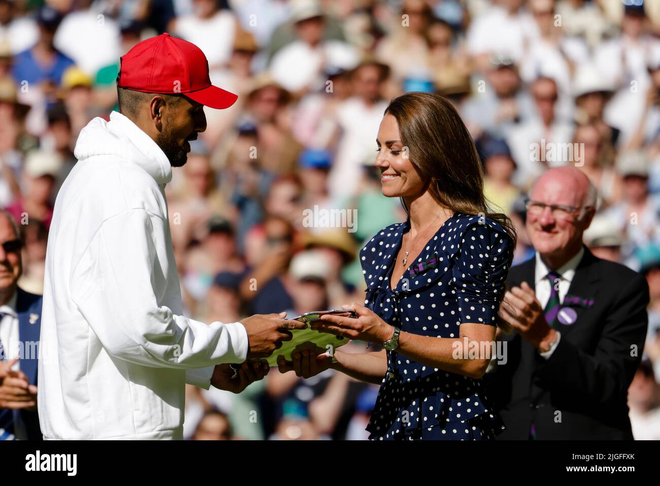 London, UK, 10th July 2022: Nick Kyrgios and Catherine, Duchess of Cambridge, after the men´s final at the 2022 Wimbledon Championships at the All England Lawn Tennis and Croquet Club in London. Credit: Frank Molter/Alamy Live news Stock Photo
