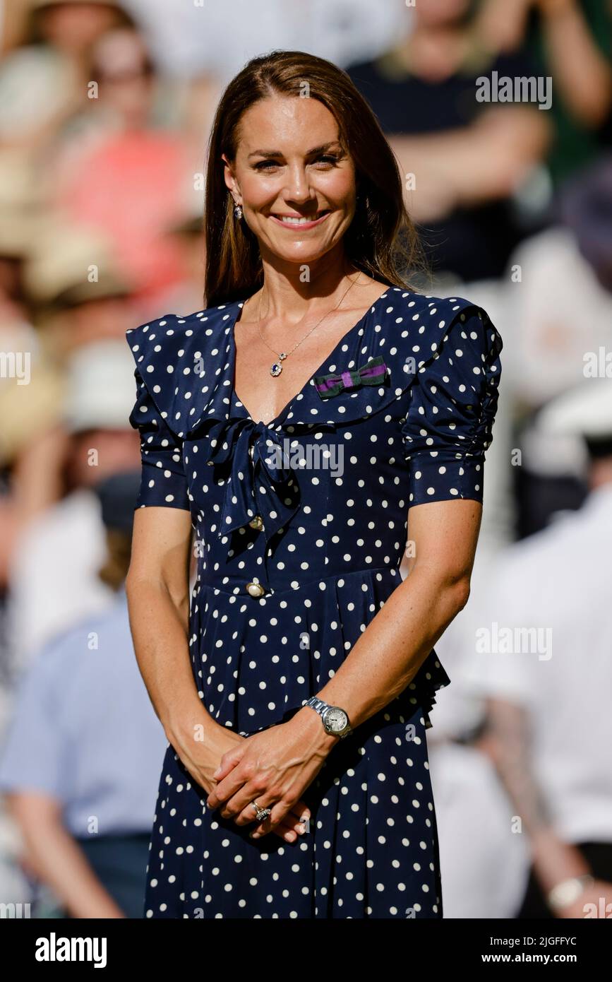 London, UK, 10th July 2022: Catherine, Duchess of Cambridge, after the men´s final at the 2022 Wimbledon Championships at the All England Lawn Tennis and Croquet Club in London. Credit: Frank Molter/Alamy Live news Stock Photo