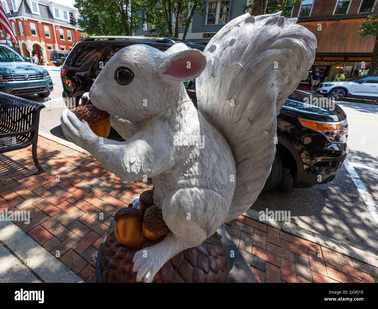 Brevard, North Carolina, USA - June 25, 2022: The White Squireel is famous where,Tourist and residents co mingle in this little town where quaint shop Stock Photo